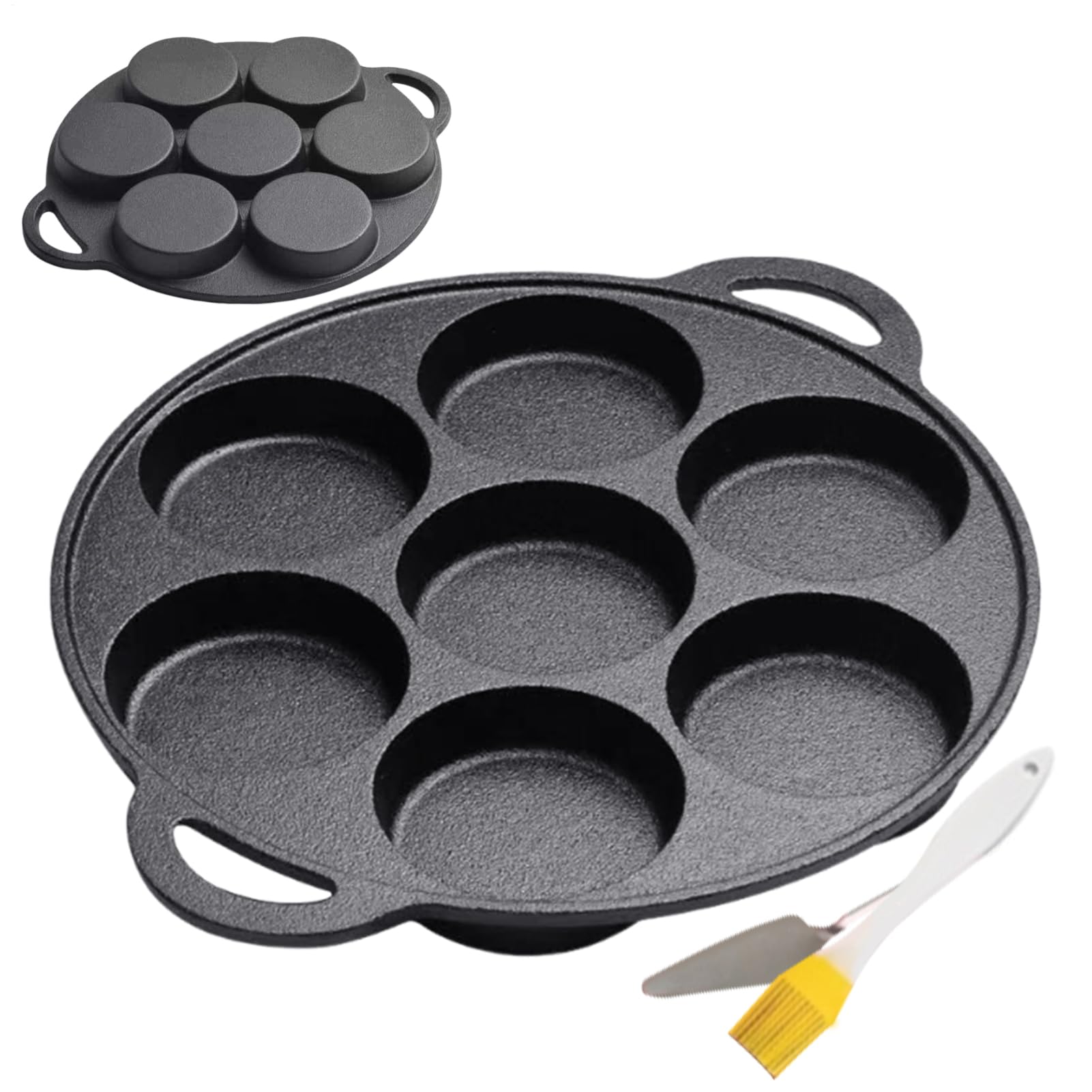 Générique Obsada Żelazna Pancake Pan, Nonstick Cast Iron Egg Frying Pan, Narzędzie do grillowania, śniadania, kemping, crepe, , pizza, ognisko, jajko, grillowanie, smażenie, pieczenie, na zewnątrz