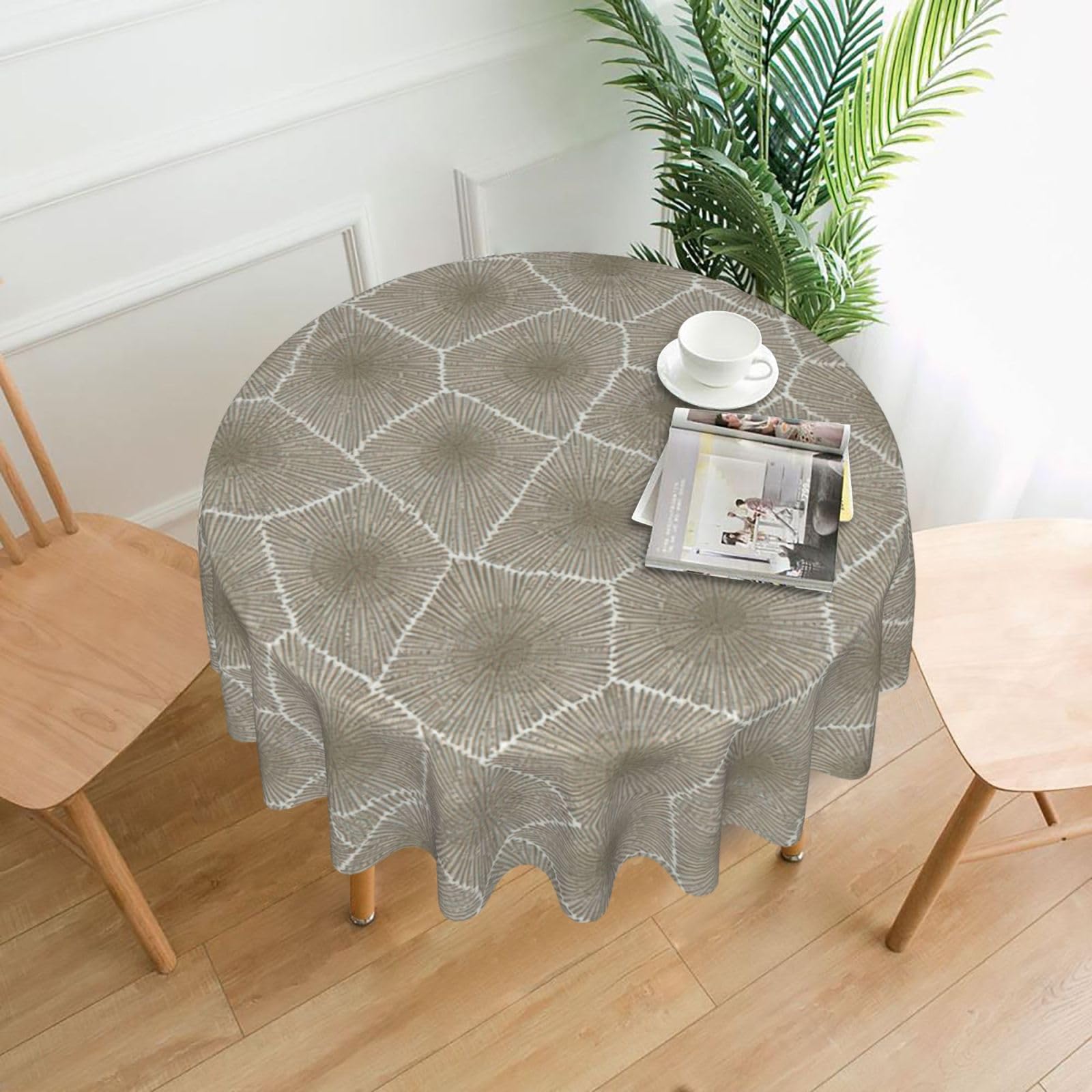 SDEGTHO Petoskey Stone Print Modern Retro Round Tablecloth 60in Polyester Fabric Cover for Party Dining Table Washable