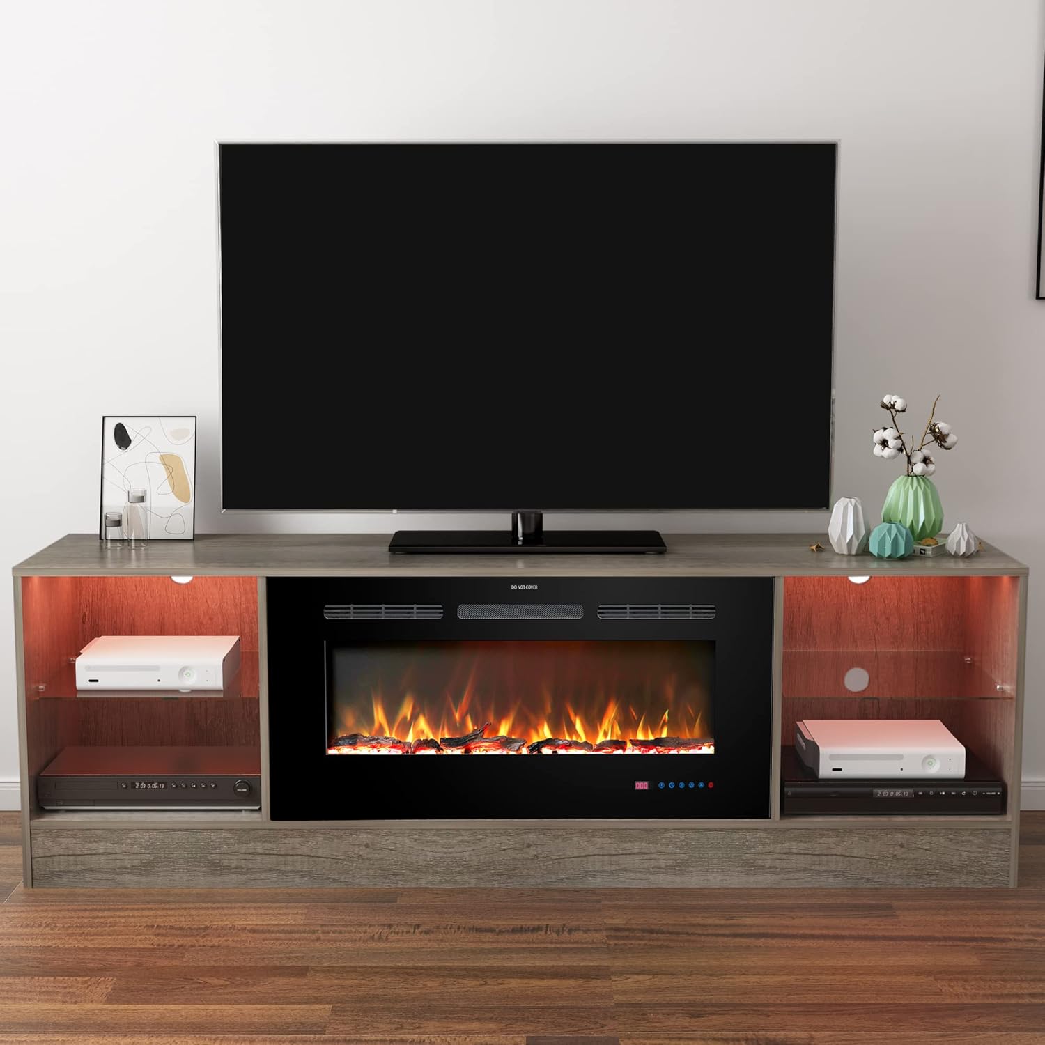 Kentsky 72" Fireplace TV Stand, Entertainment Center with