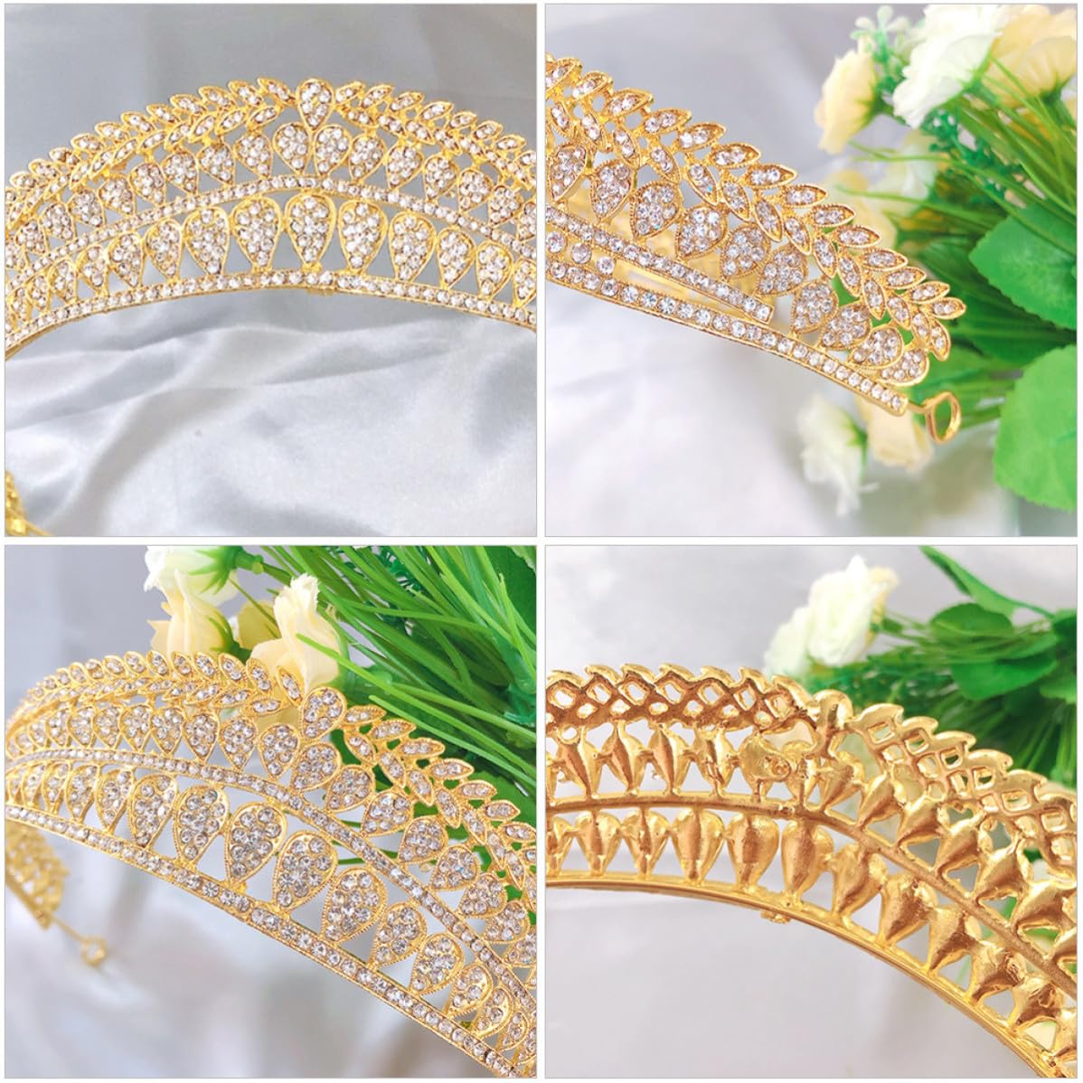 Chic Rhinestone Wedding Crown Bridal Tiara Headdress for Women, Golden Zinc Alloy with Jewelry Embellishment, Delicate Design for Bridal Attire and Weddings