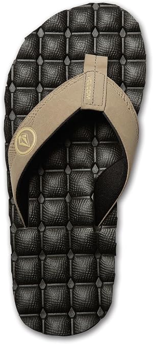 Volcom Men's Daycation Flip Flop Sandal Soft Brushed Recliner Comfort Foam Footbed, Black/Black, 8