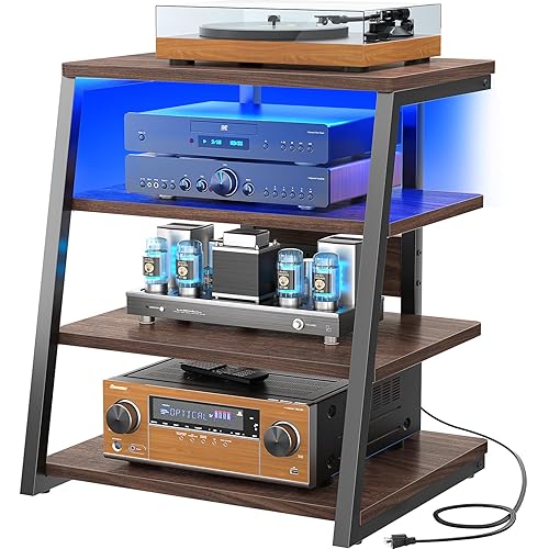 Armocity 4-Tier AV Media Stand with Power Strips, Corner TV