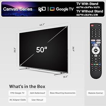 Amazon.com: FPD 50 Inch Smart TV, 4K LED Google TV with