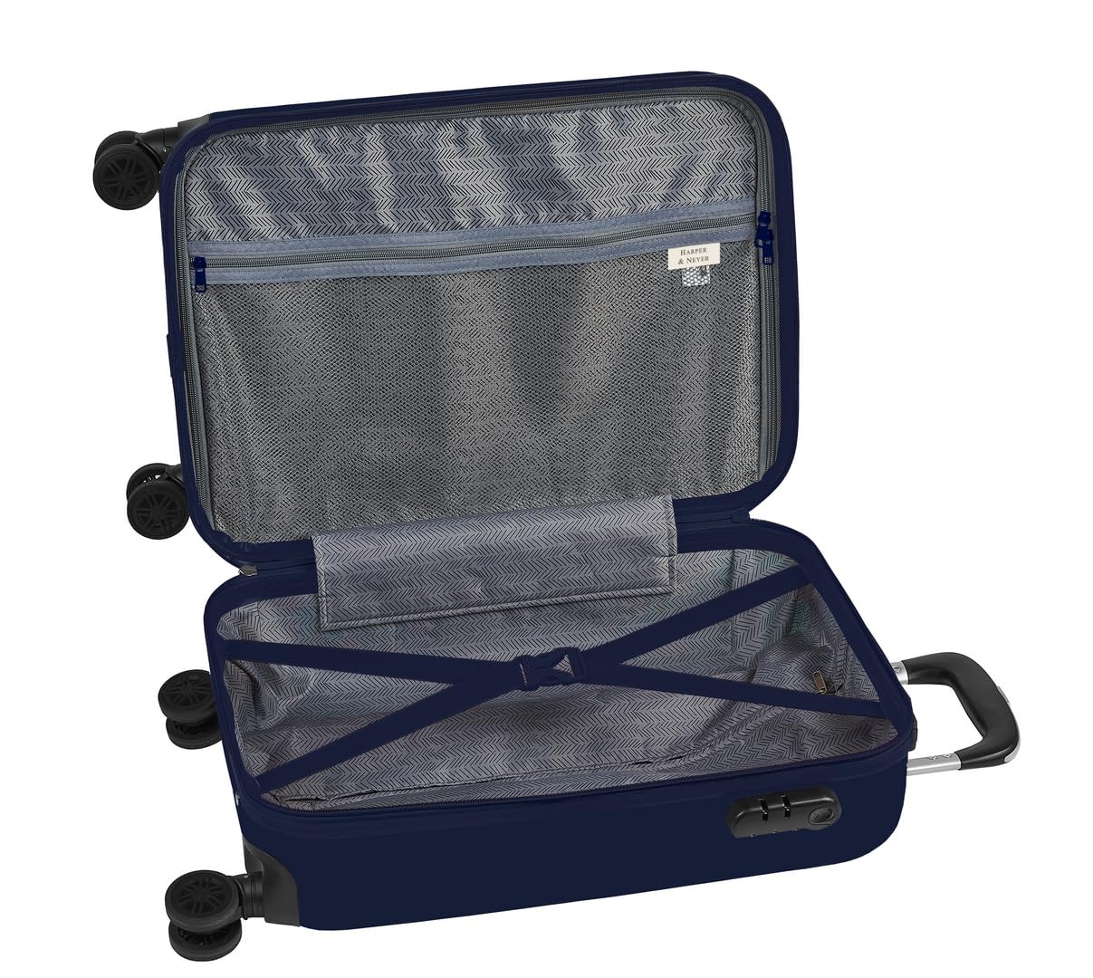 HARPER & NEYER - Trolley da cabina 20 pollici, valigia con ruote, lucchetto di sicurezza, valigia leggera, 34,5 x 20 x 55 cm, Blu navy, M, Casual