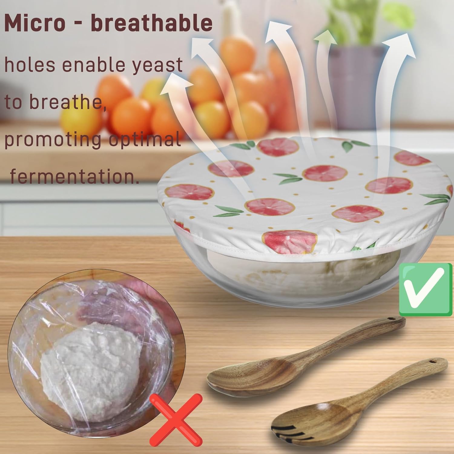 6.5Quart Large Glass Bowl with Lid for Sourdough Bread Making, 12.3 Inch Clear Glass Salad Cooking Bowls for Kitchen Salad Bread Storage, For Prepping, Marinating & Brining Kimch - Image 3