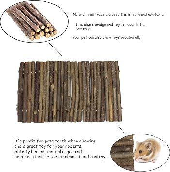 kathson 2 PCS Hamster Wooden Bridge Toys,11.02 L x 6.09 W Large Climbing Toy,Rat Ladder,Small Animal Chew Toys,Wood Hideout Tunnel for Chinchillas Guinea Pig Gerbils Ferret Syrian Hamster Squirrel