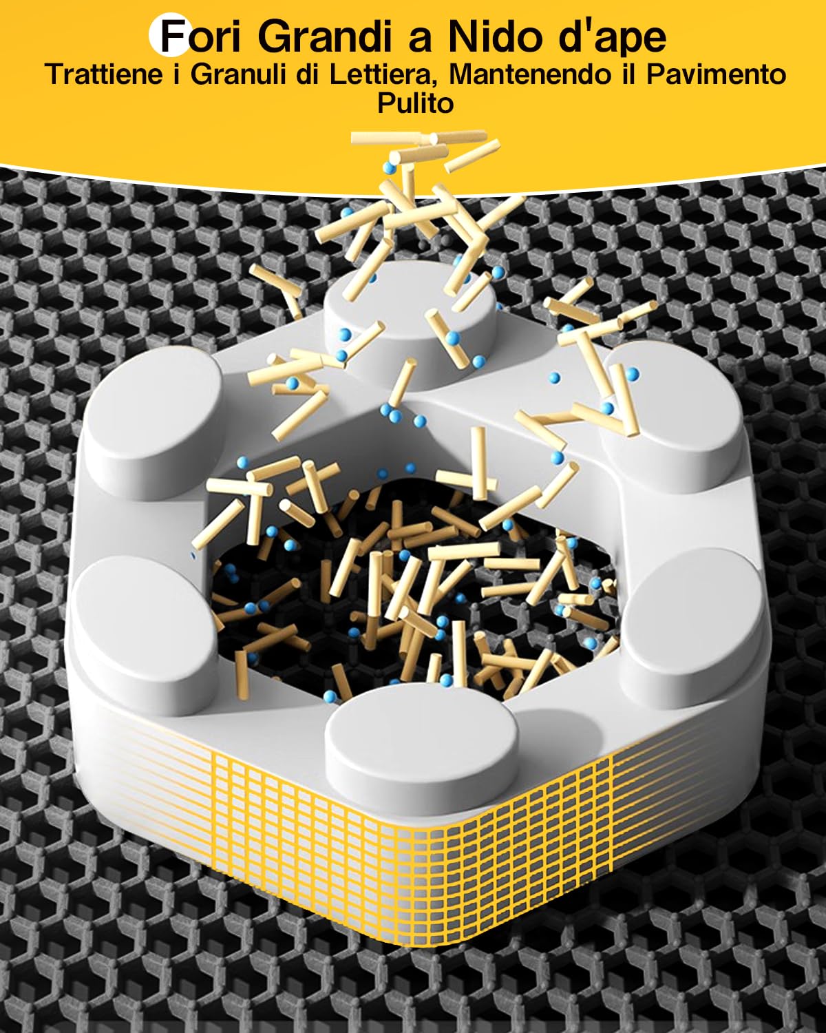 Ycozy Tappetino Lettiera Gatto Extra Grande 90 X 60 cm Tappeto Lettiera EVA Doppio Strato a Nido d'Ape Tappetino da Toilette per Gatti Impermeabile Facile da Pulire