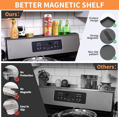 Miniatura 4 de BFONS Estante magnético de 30 pulgadas para almacenamiento de especias, material térmico de silicona, organizador flexible de condimentos, estantes