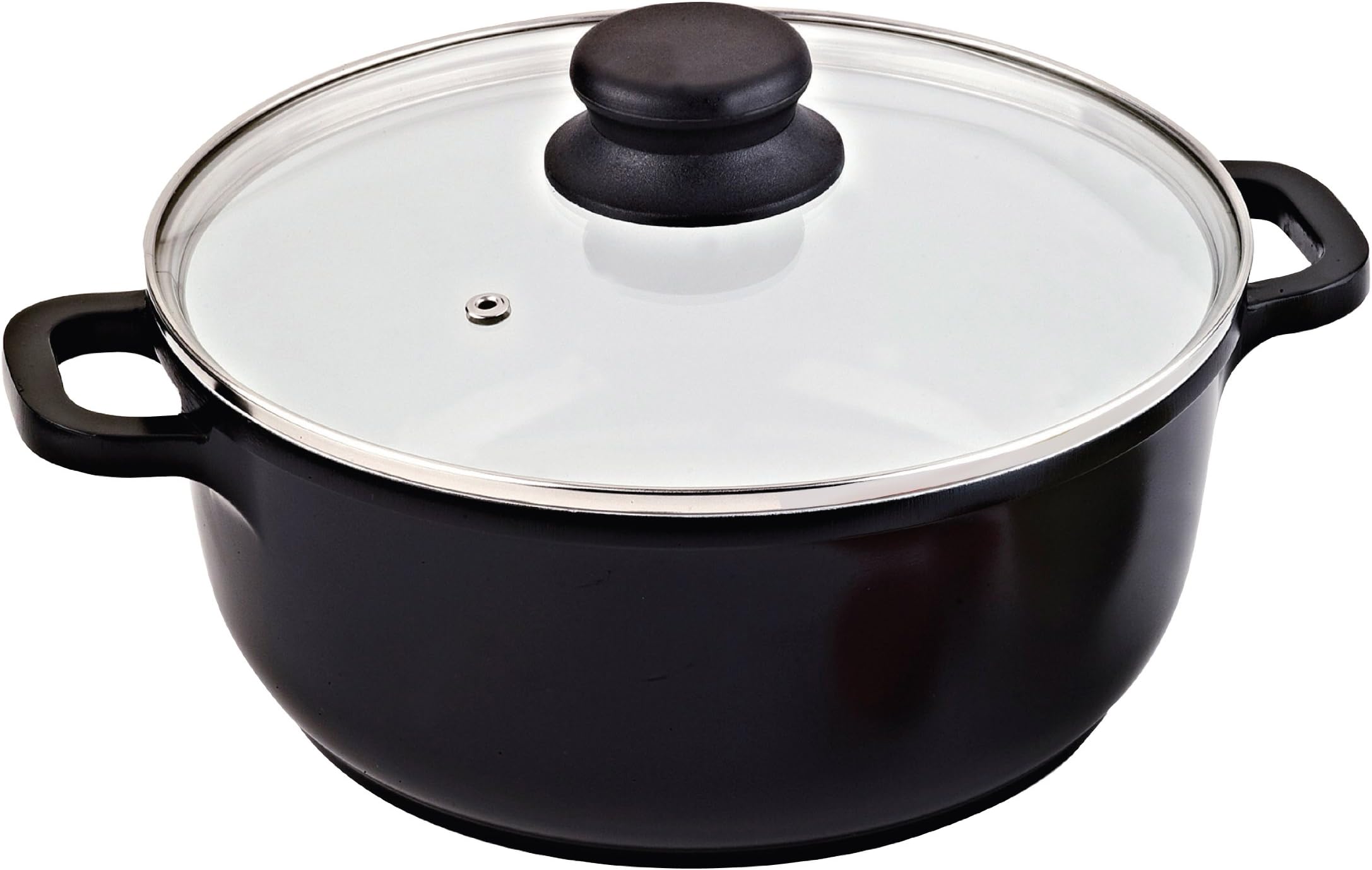Die Cast Aluminum with Ceramic Coating 28-Cm, 6.8-Quart Casserole with Lid and Vent, Black