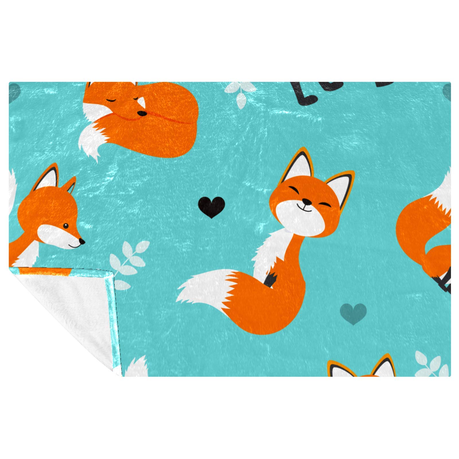 Couverture chaude imprimé renard 150x100 cm dotée d'une isolation thermique douce pour l'hiver
