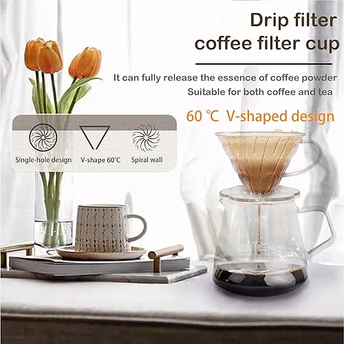 Miniatura 8 de dolljojo V60 - Gotero de café, 1-2 tazas, cafetera para verter sobre café, taza de filtro de café reutilizable, para verter sobre el gotero de café,