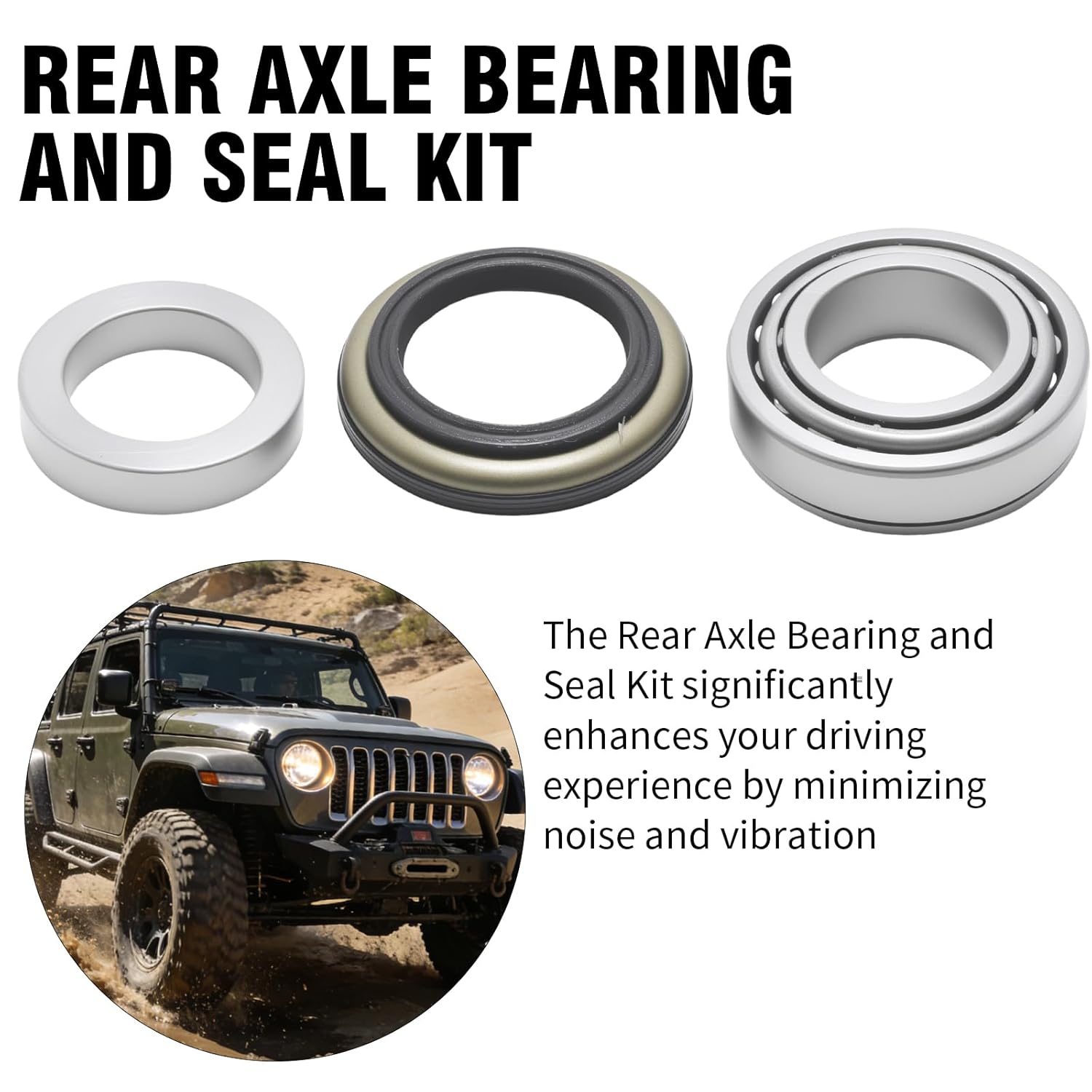 68008523AA Rear Axle Bearing and Seal Kit, Replacement for Jeep Wrangler JK/JKU 2007-2017, Replaces 68003270AA 83503064 68499023AA 83503077