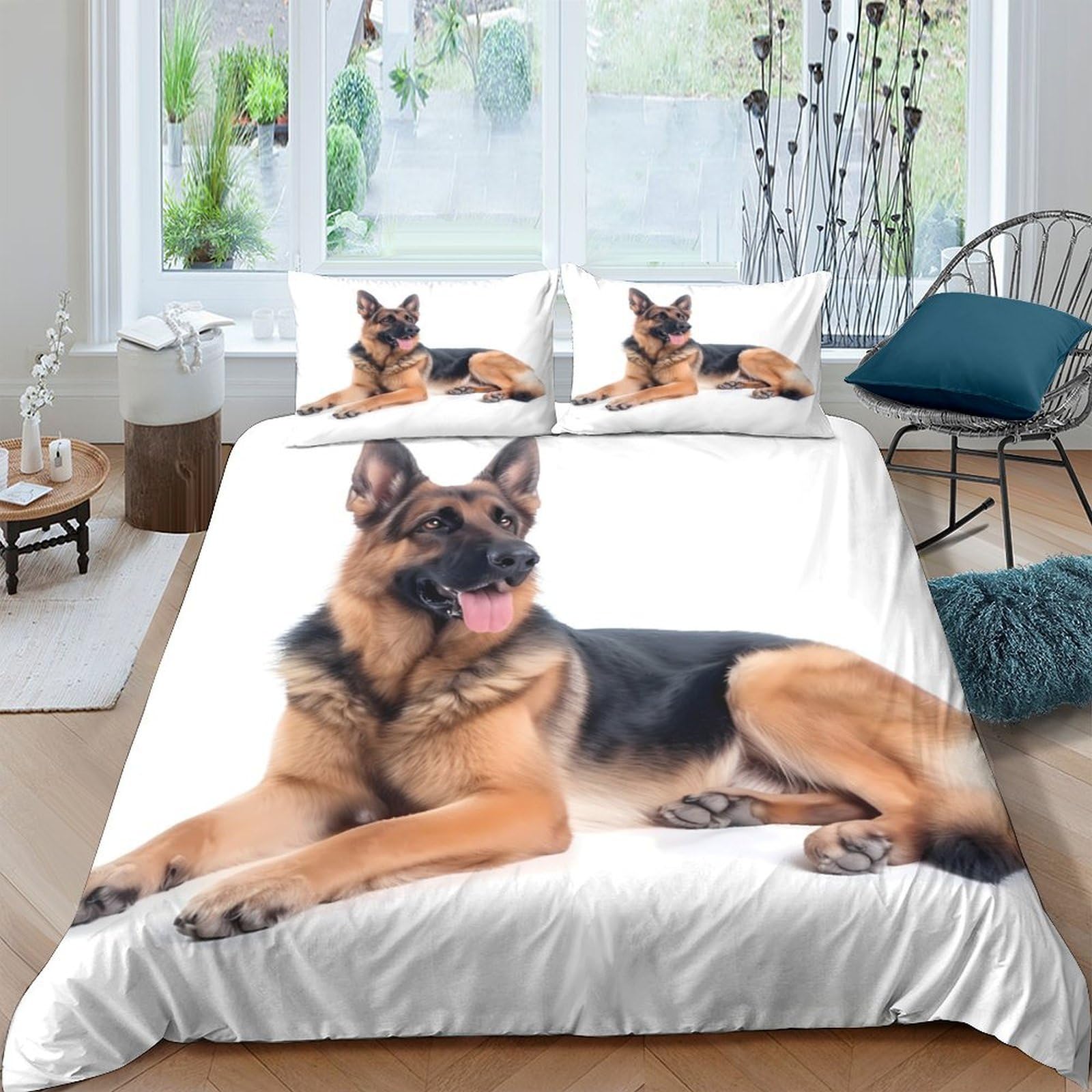 Ctjqhvkz Style-8 3D Printed German Shepherd Fitted Sheet Microfiber Soft Dog Pattern Bed Cover For Bedroom Dorm Mattress Decor Single（135X200cm）