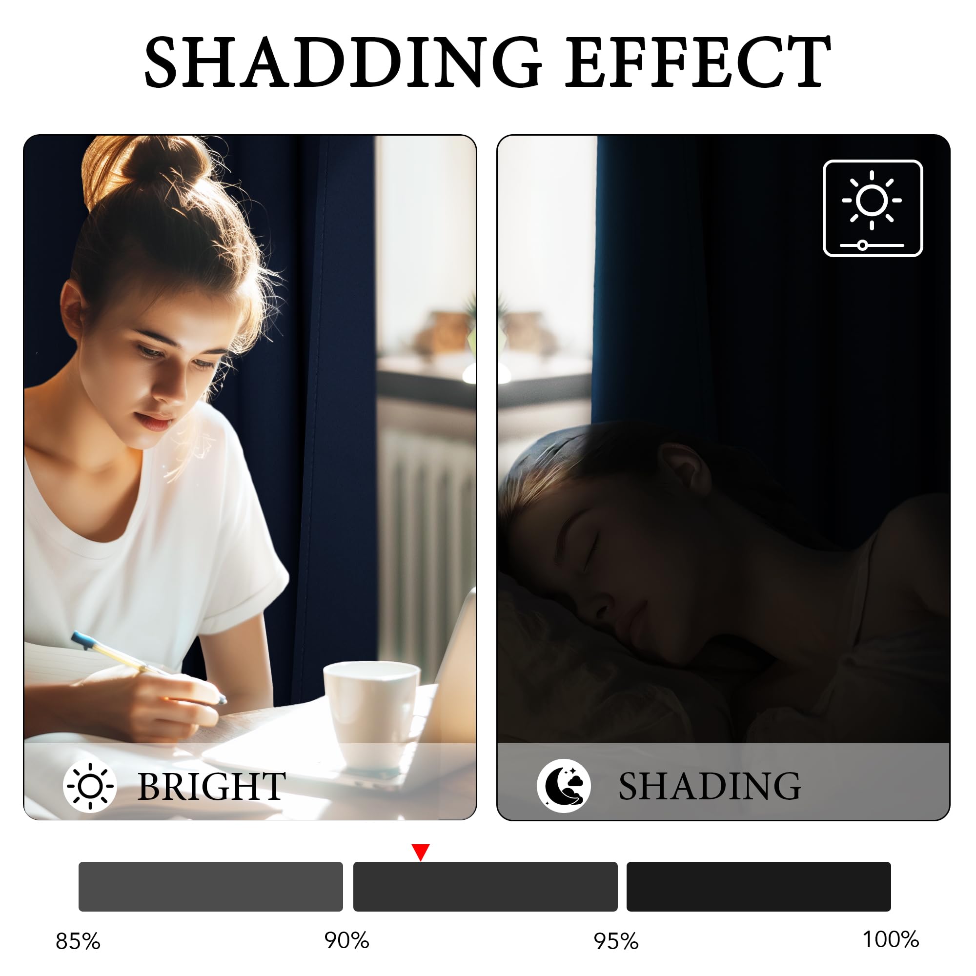 PONY DANCE Tenda Oscurante da Interno Tende Cameretta Bambini Tende Termiche Isolanti per Interni Tende Corte con Anelli Tende Salotto 2 Pezzi L 132 x A 90 cm, Blu Scuro