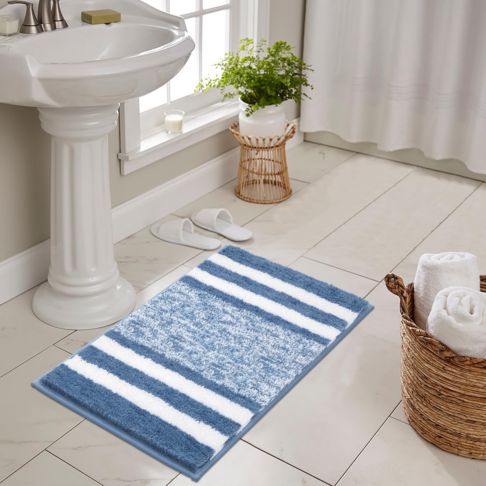 Pauwer Doux Tapis de Bain Antidérapant 50 x 80 cm Microfibre Absorbant Lavable