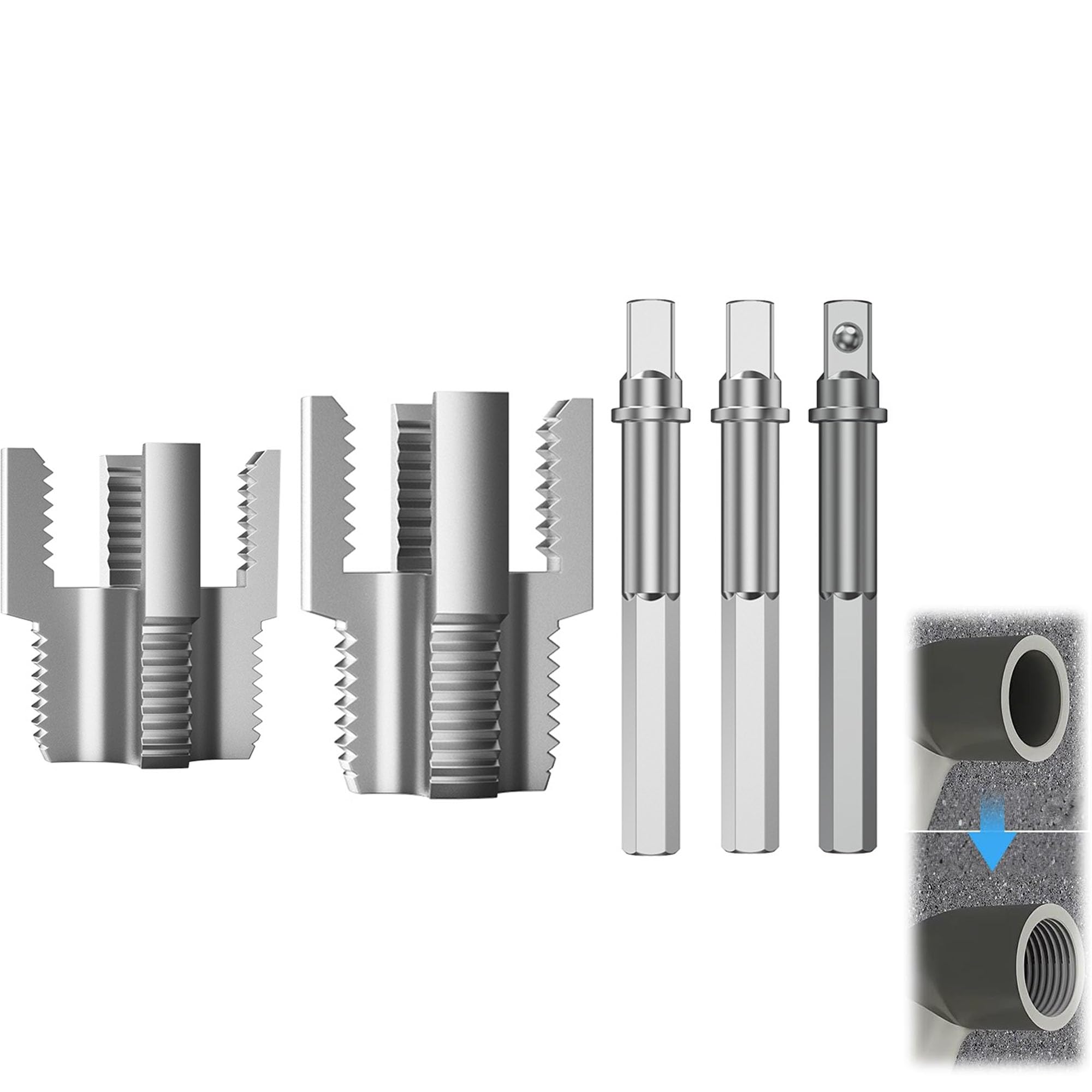 Outil de filetage interne et externe HUHAO avec tige anti-chute et matrices de 1/2" et 3/4"