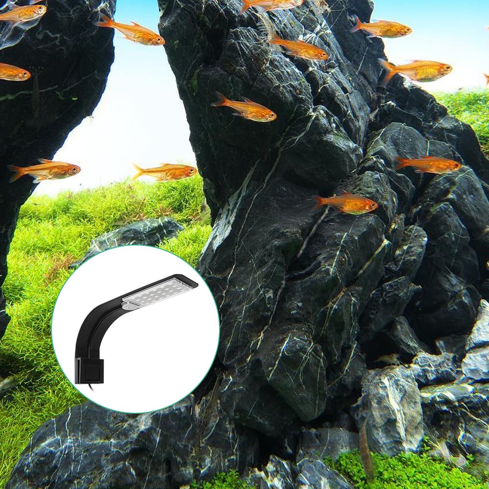 Luce LED per acquario, lampada a clip per acquario, illuminazione-LED peracquario da 10 W con spina UE, luce a 24LED, illuminazione per piante acquatiche per acquari e vasche
