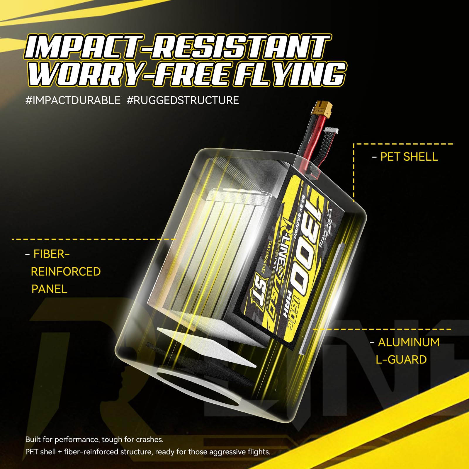 Tattu 6S 1300mAh R-Line V6 22.2V 160C LiPo akumulator XT60 do FPV Racing Freestyle