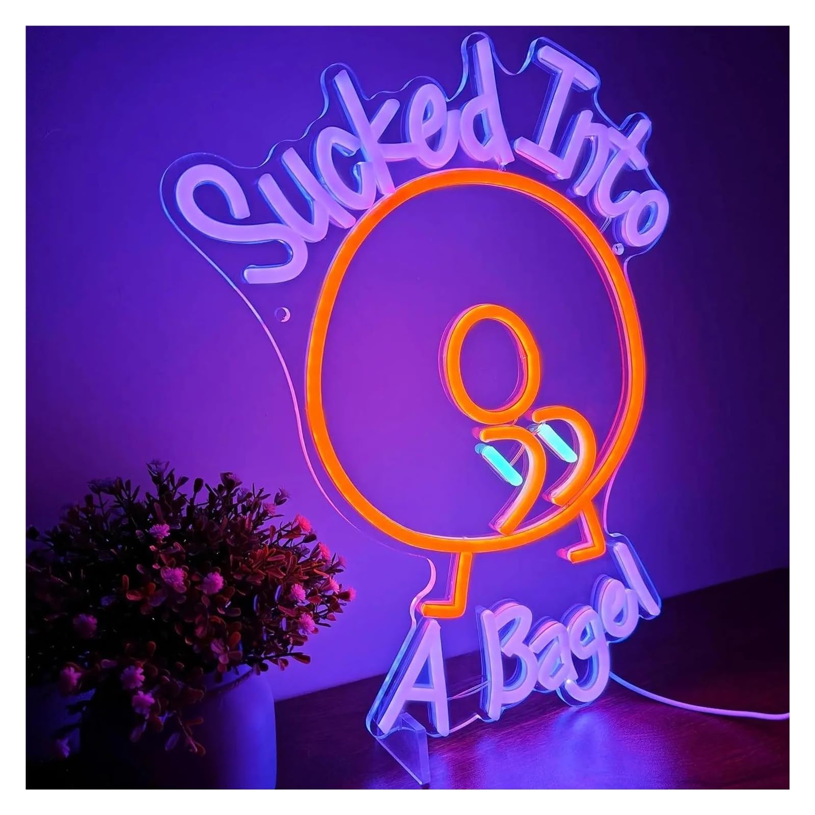Scritta luminosa Insegna Luminosa Al Neon A Sucked Into A Bagel Per Decorazioni Murali, Bar, Cucine, Ristoranti, Feste Per Gli Amanti Dei Bagel, 40х29cm