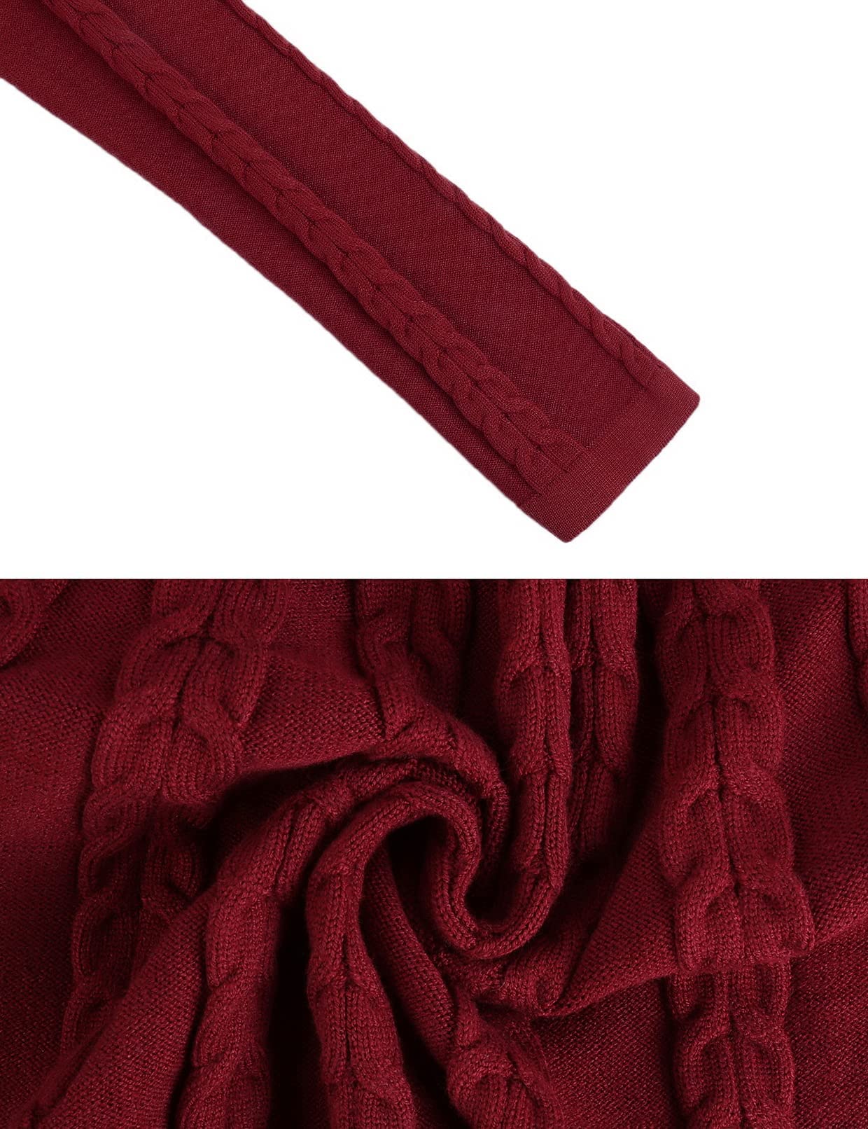 Gyabnw Vestito Casual Donna Invernale in Maglione Abito Vita Alta Elegante in Girocollo di Orlo Svasato Abito Linea A in Maglia al Ginocchio Caldo di Moda Treccia Ritorta