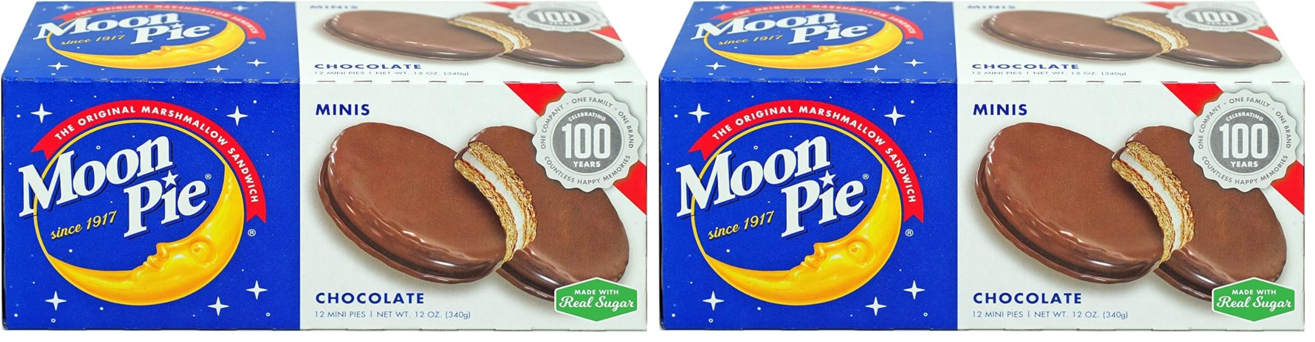 MoonPie Marshmallow Sandwich Minis Chocolate, Original, 12 Ounce (Pack of 2)