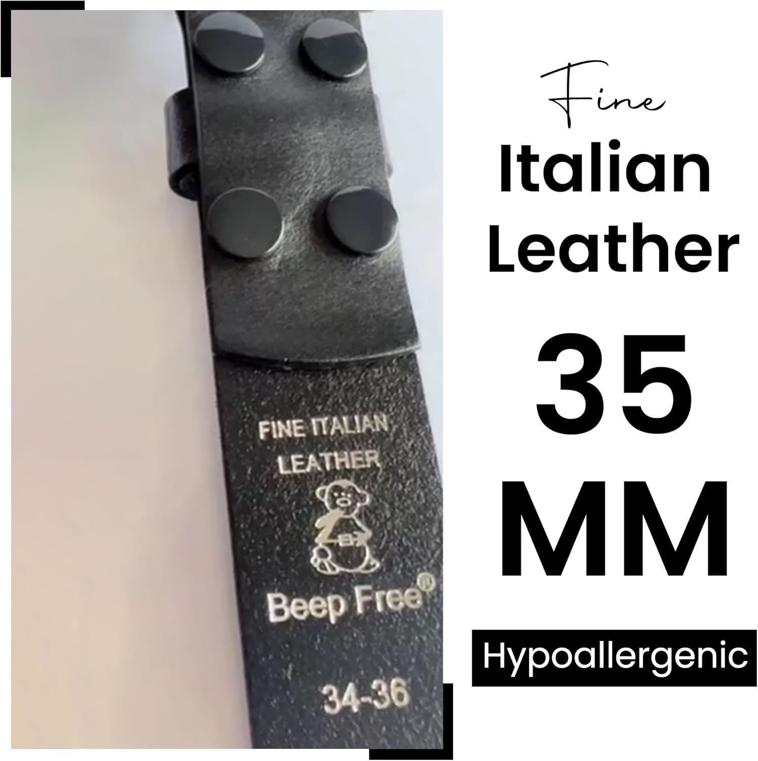 1 3/8” Italian Leather Belt | 35mm TSA & Airport Friendly Metal-Free for Men and Women| Black & Brown Italian Belt - Image 4