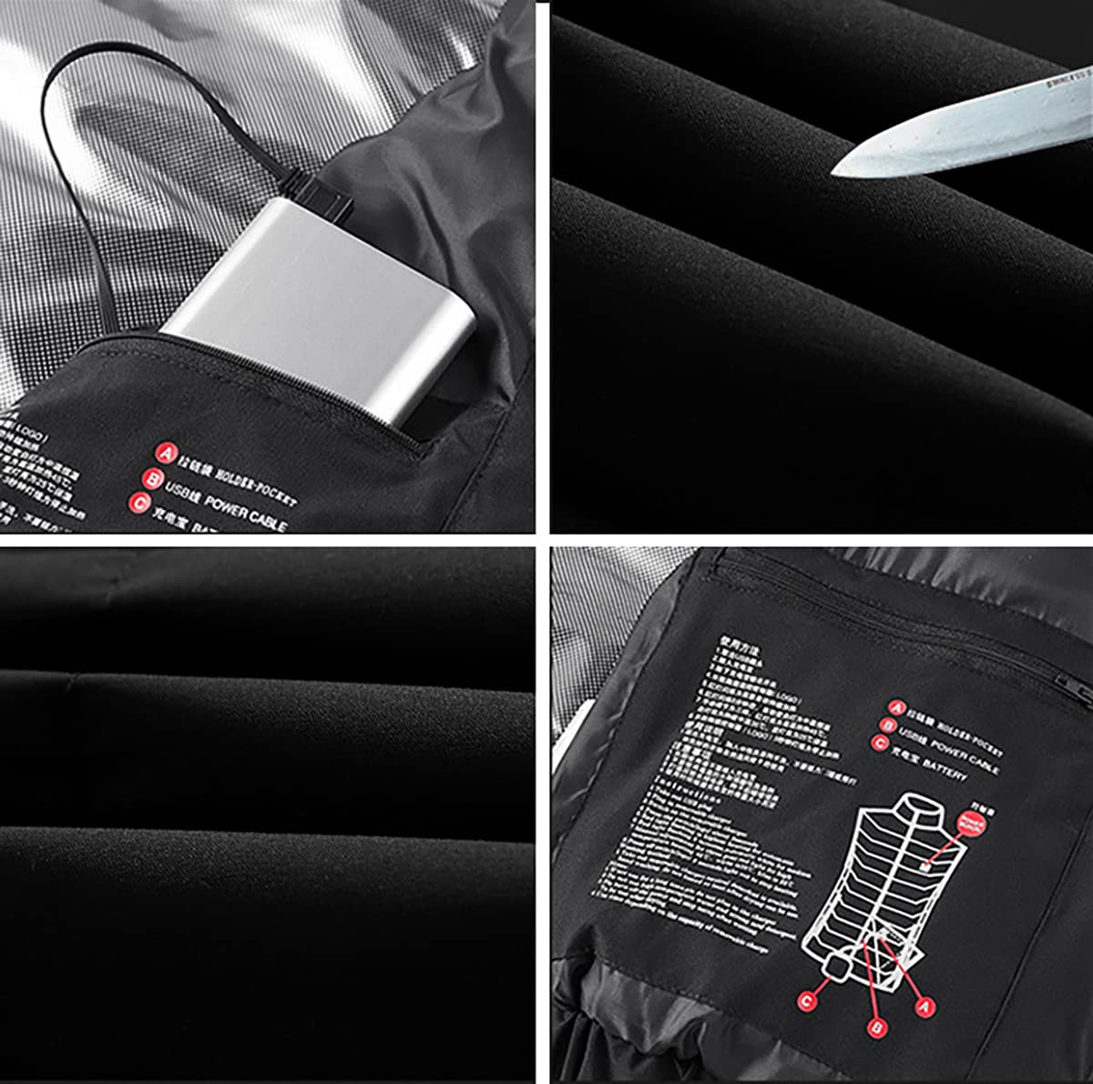 Chaleco calefactable para Hombre, Chaqueta térmica de Invierno con Carga USB eléctrica y 3 temperaturas Ajustables (sin batería Externa) (Azul Marino, Talla XS)