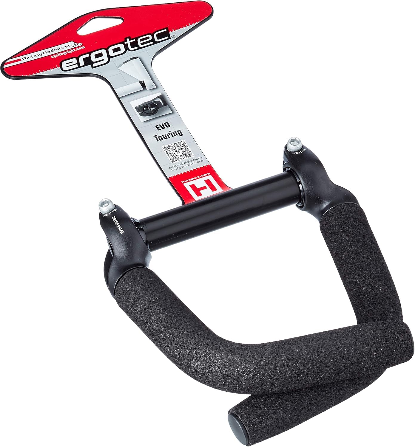 ergotec 50011001 Evo-Touring Embouts de cintre Aluminium AL6061-T6 avec grip soft Noir L