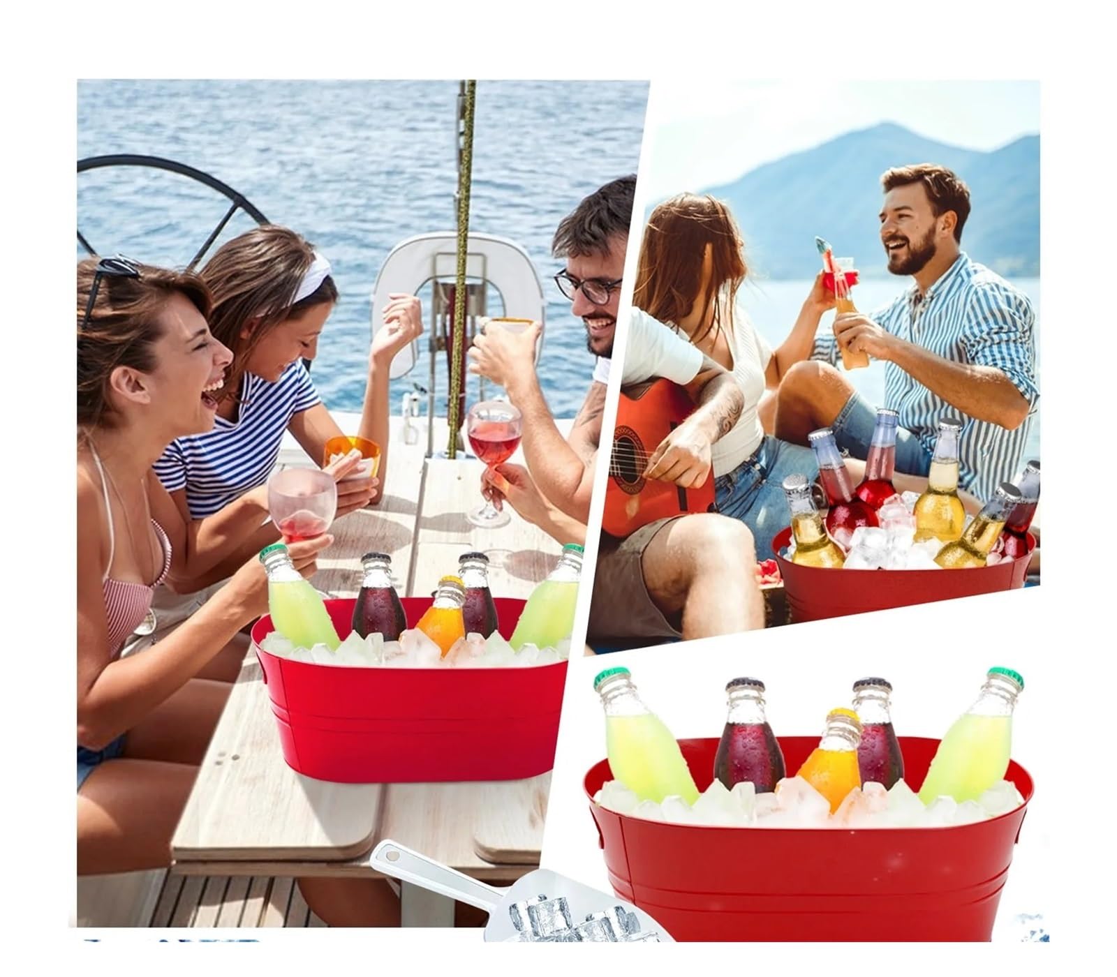 Eisbehälter Kunststoff-Eiskübel Party Bar Bierkühlung Zubehör Wein Champagner Kühler for Home Küche Party Getränke Getränke Kühlung enthalten(ColorB)