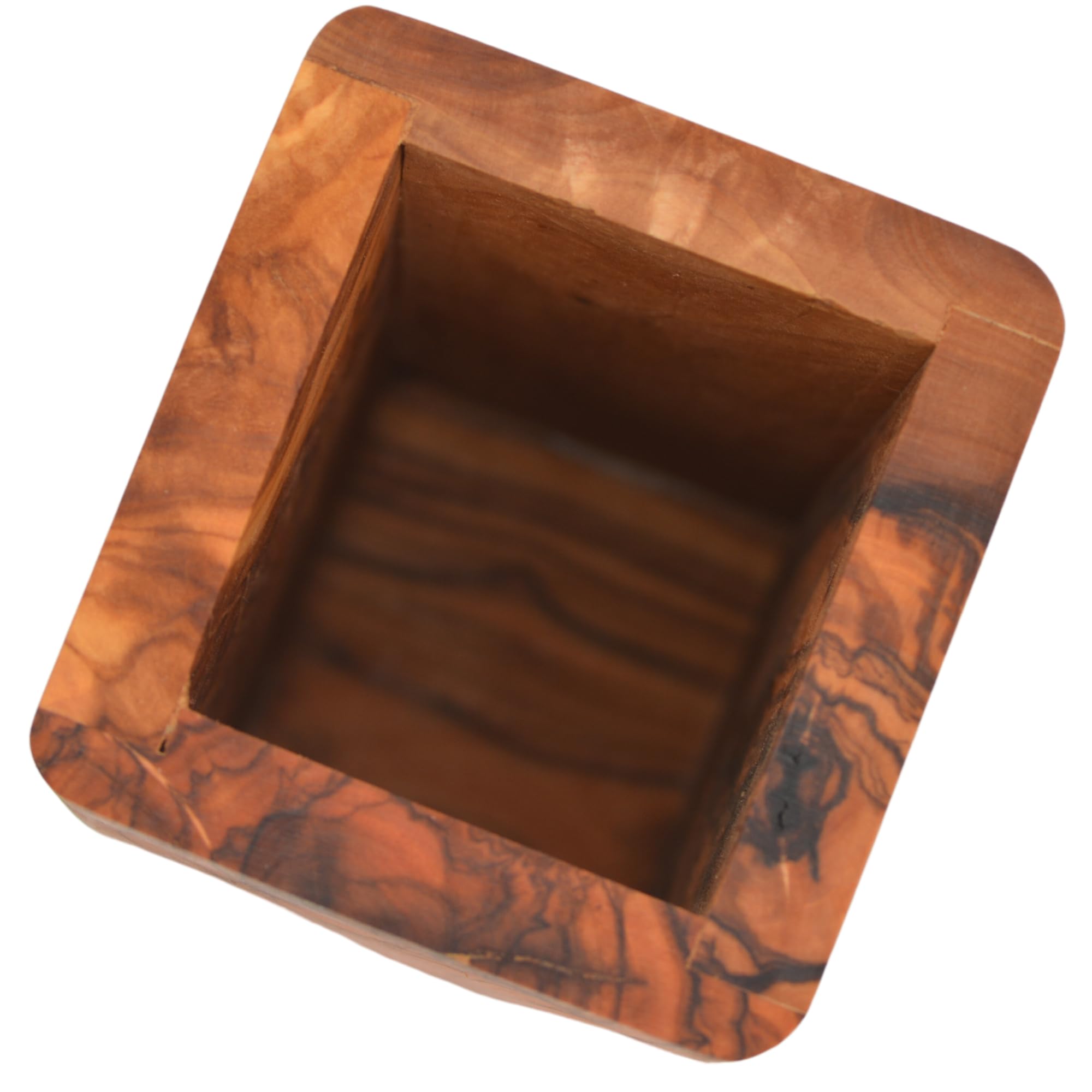 Soporte para utensilios de cocina de madera de olivo para encimera | Soporte grande de madera para utensilios de cocina | Organizador de cucharas de madera rústica y soporte para