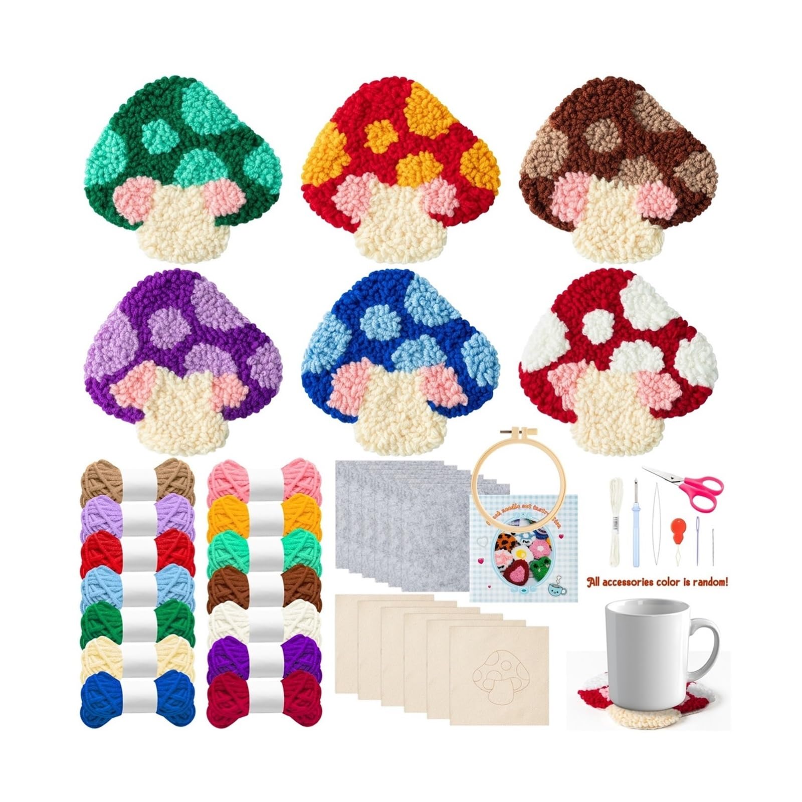 1set DIY Punch Needle Coaster Handmade Kit Embroidery Craft Felting for DIY(Color4)