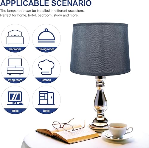 Miniatura 3 de USHOBE Accesorios de escritorio, pantallas de lámpara para lámparas de pie, pantalla de lino, cubierta de lámpara rústica, pantalla de tela,