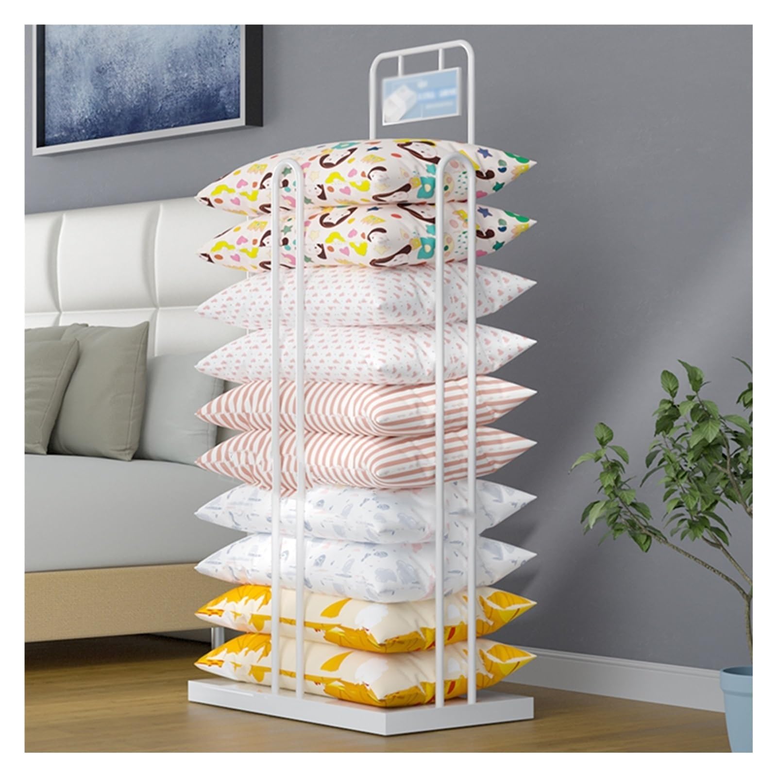 Présentoir à coussins métallique amovible, étagère de rangement polyvalente pour hôtel et maison