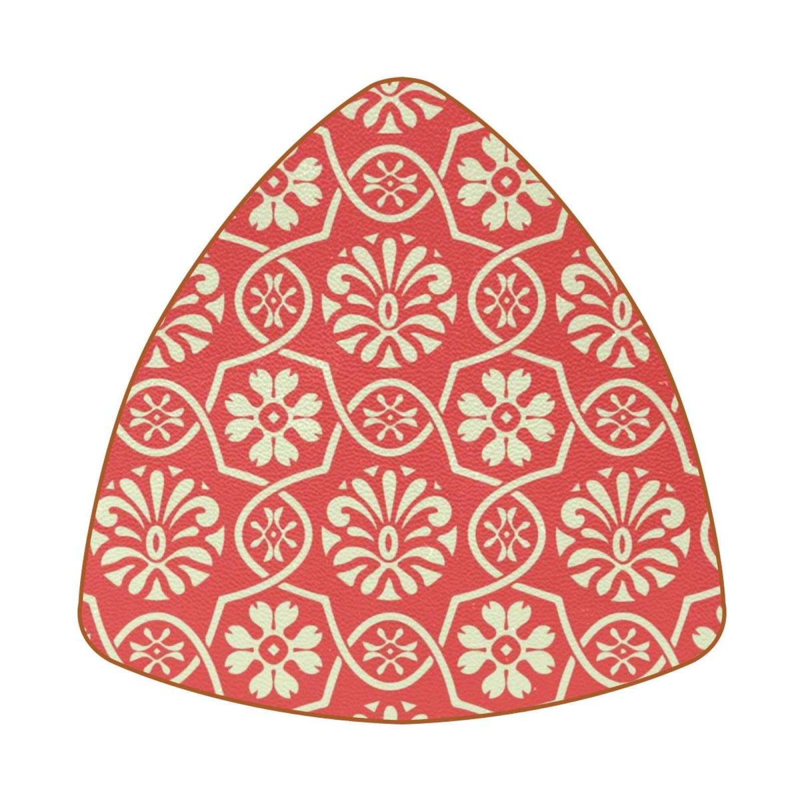 Dessous de verre triangulaires réutilisables et imperméables à motif floral rouge