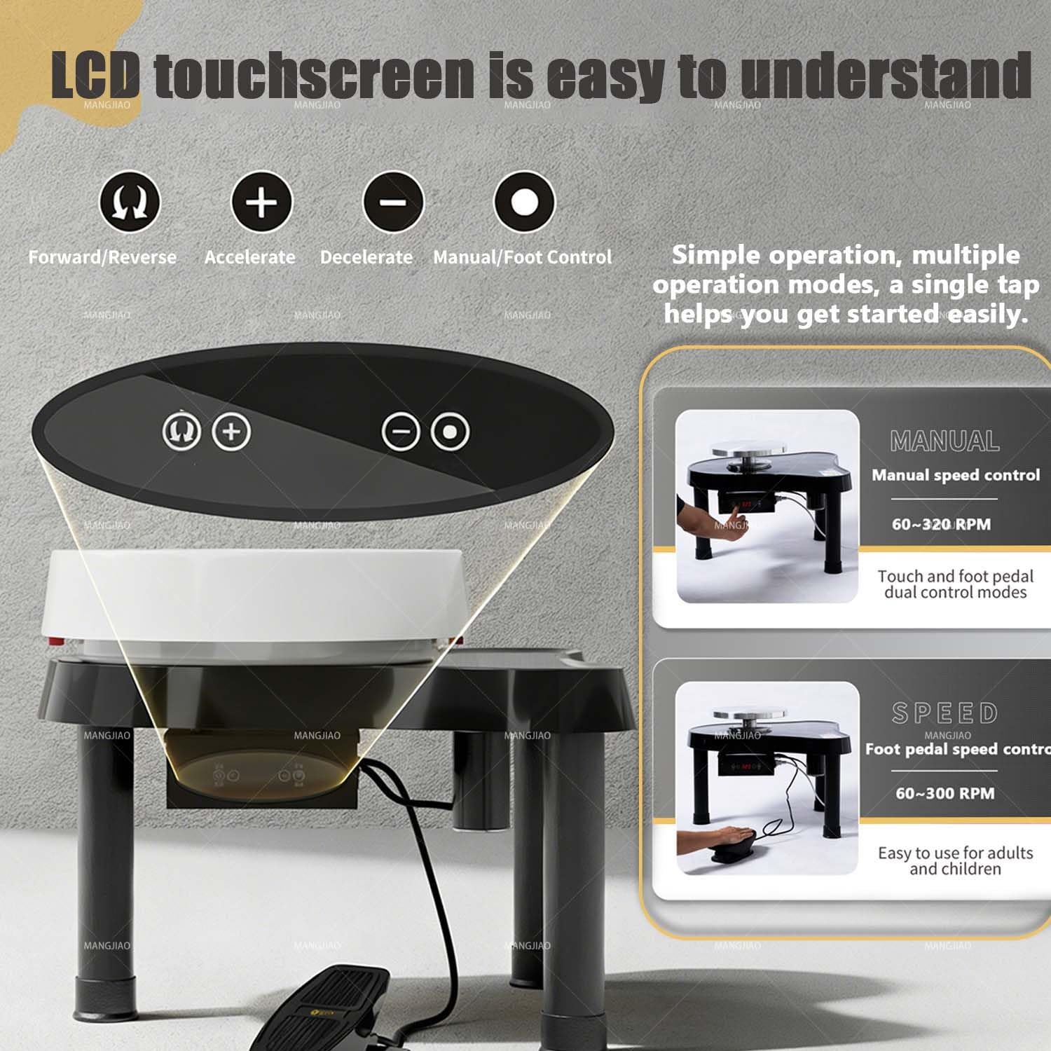Nuova Macchina per La Formatura della Ceramica con Motore da 200 W, con Touch Screen LCD E Pedale per La Regolazione della velocità. per Artisti Adulti E Hobbisti della Ceramica.(White)