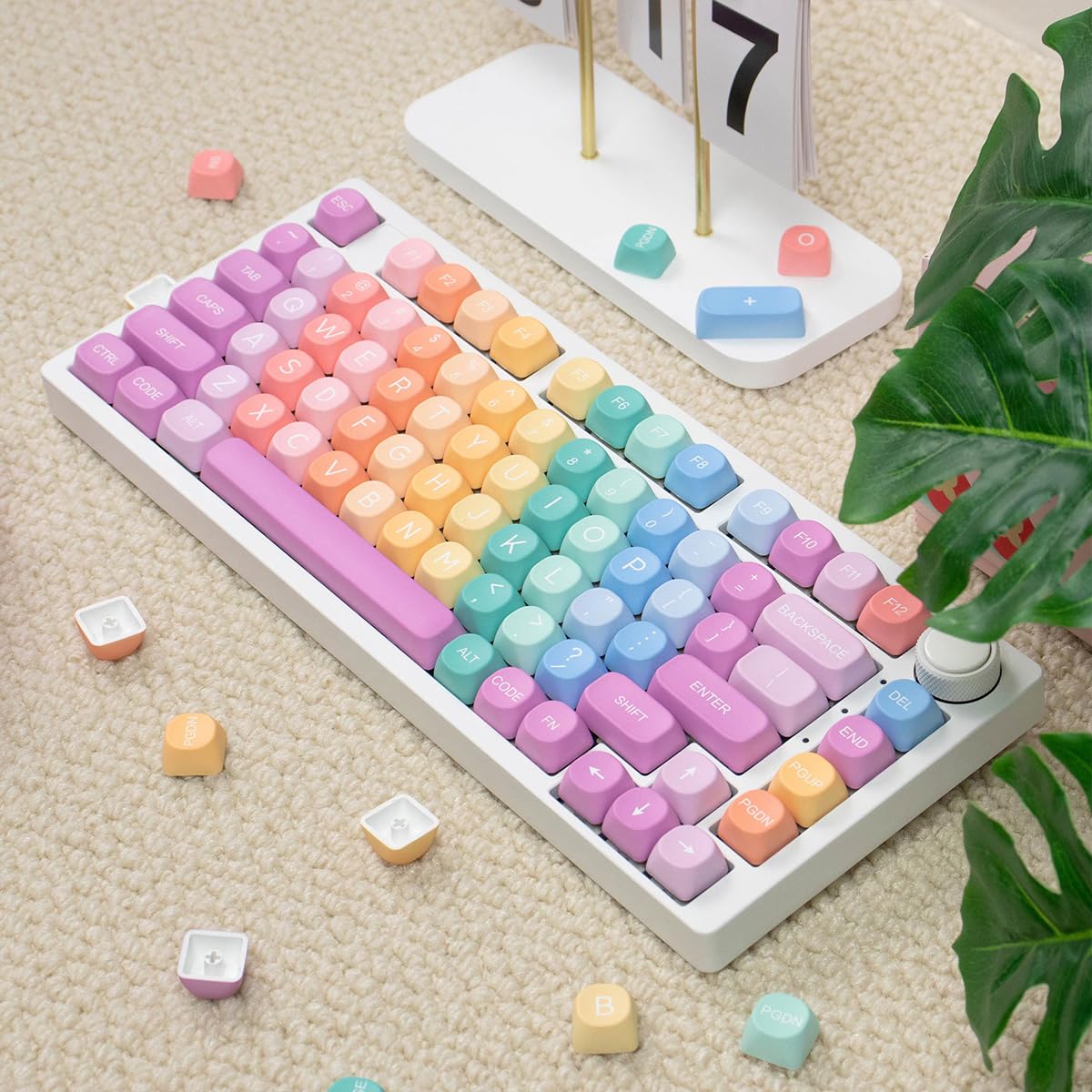 Copritasti in PBT, copritasti Rainbow Candy, 126 tasti, set di keycap con profilo MOA, copritasti colorati personalizzati a sublimazione per tastiere meccaniche Cherry Gateron MX Swithes