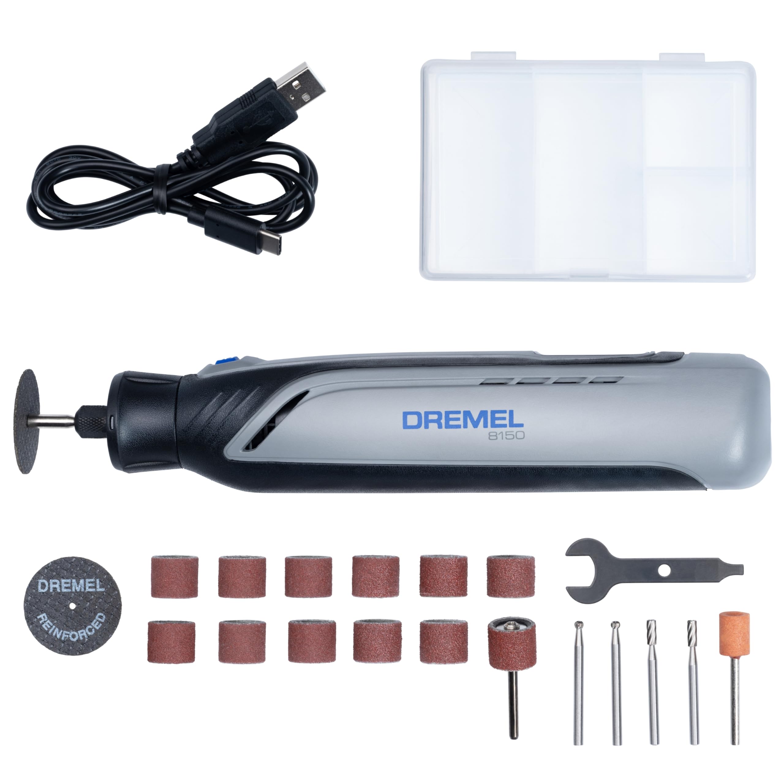 Dremel 8150 Multiherramienta a batería de 7,2 V 2Ah sin escobillas Herramienta Rotativa recargable por USB-C, 20 accesorios, Velocidad Variable 5.000-30.000 RPM, luz LED, corte, lijado, tallado