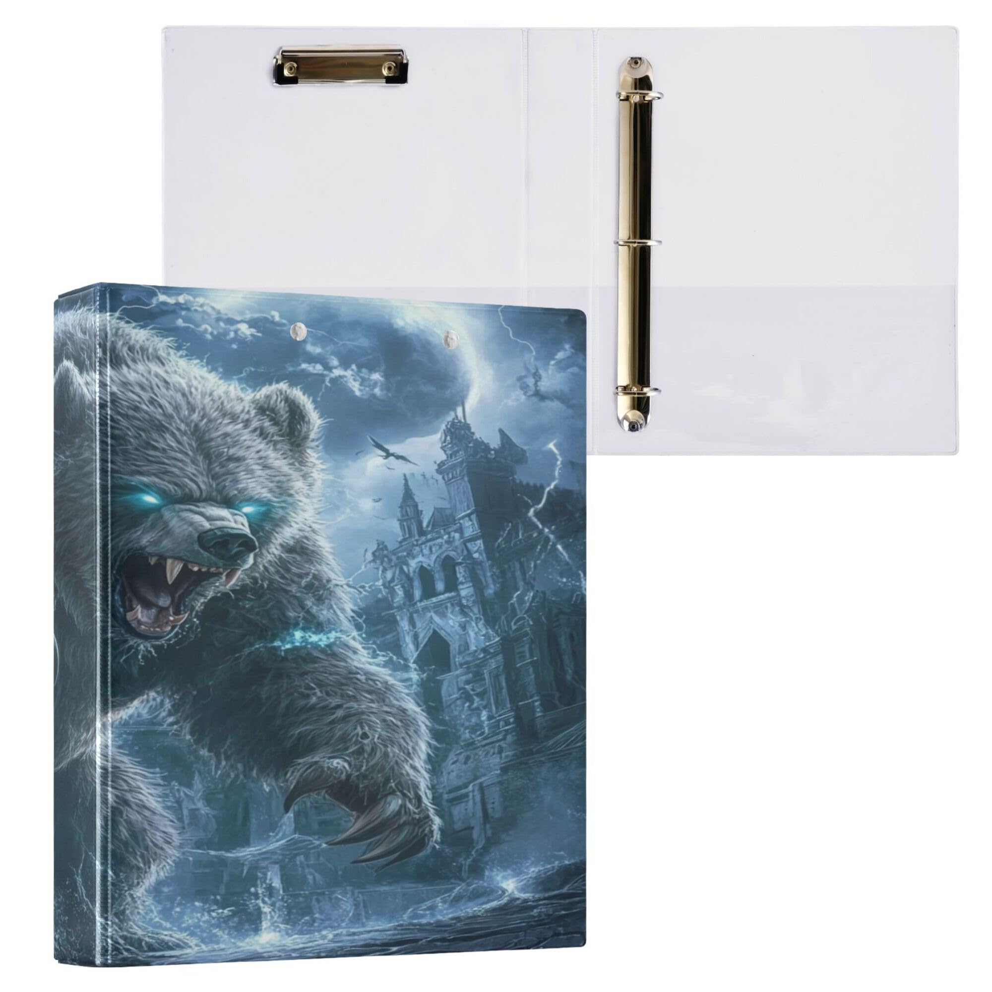 1.5" Binder Round Rings Binder for College Students with Pocket Cover Aesthetic Binder 200 Sheets 1 Pack Bears