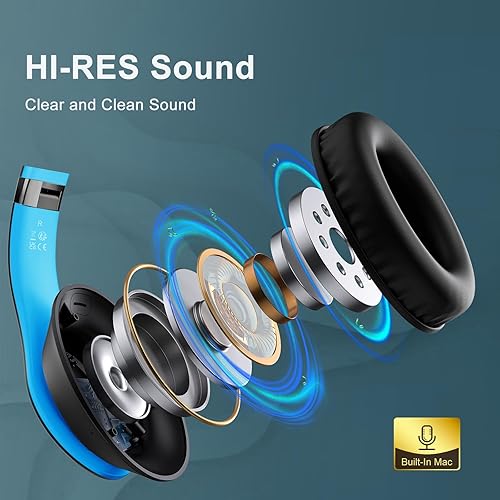 Miniatura 3 de WH207A - Auriculares inalámbricos Bluetooth sobre la oreja, auriculares estéreo de alta fidelidad de 65 horas con micrófono y modos 6EQ, auriculares