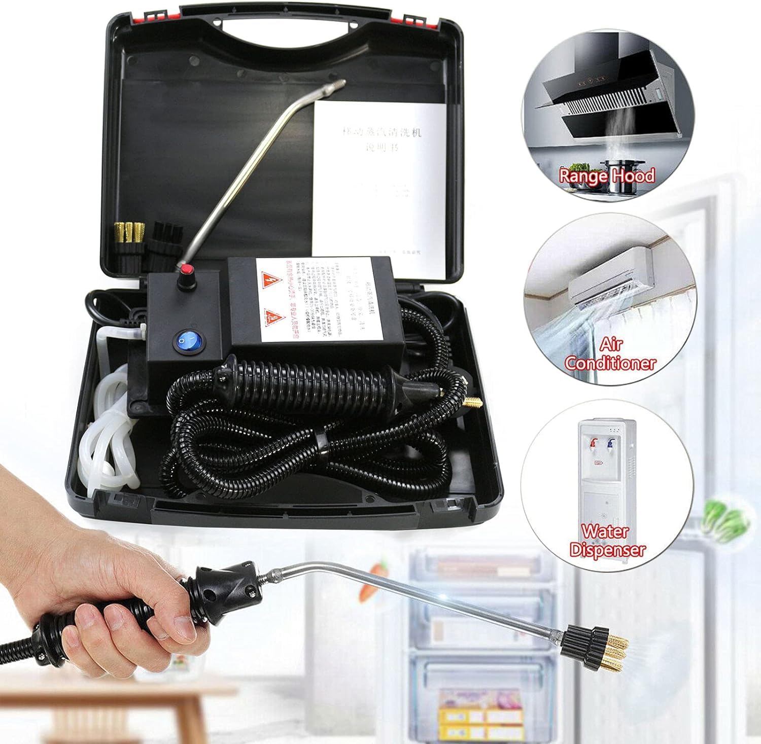 LABIXIAOXIN 1700W High Temperature Pressurized Steam Cleaner Multi Purpose Portable Mini Steam Cleaning Machine Mobile Cleaning Machine Power Steamer for Furniture Car Household 110V