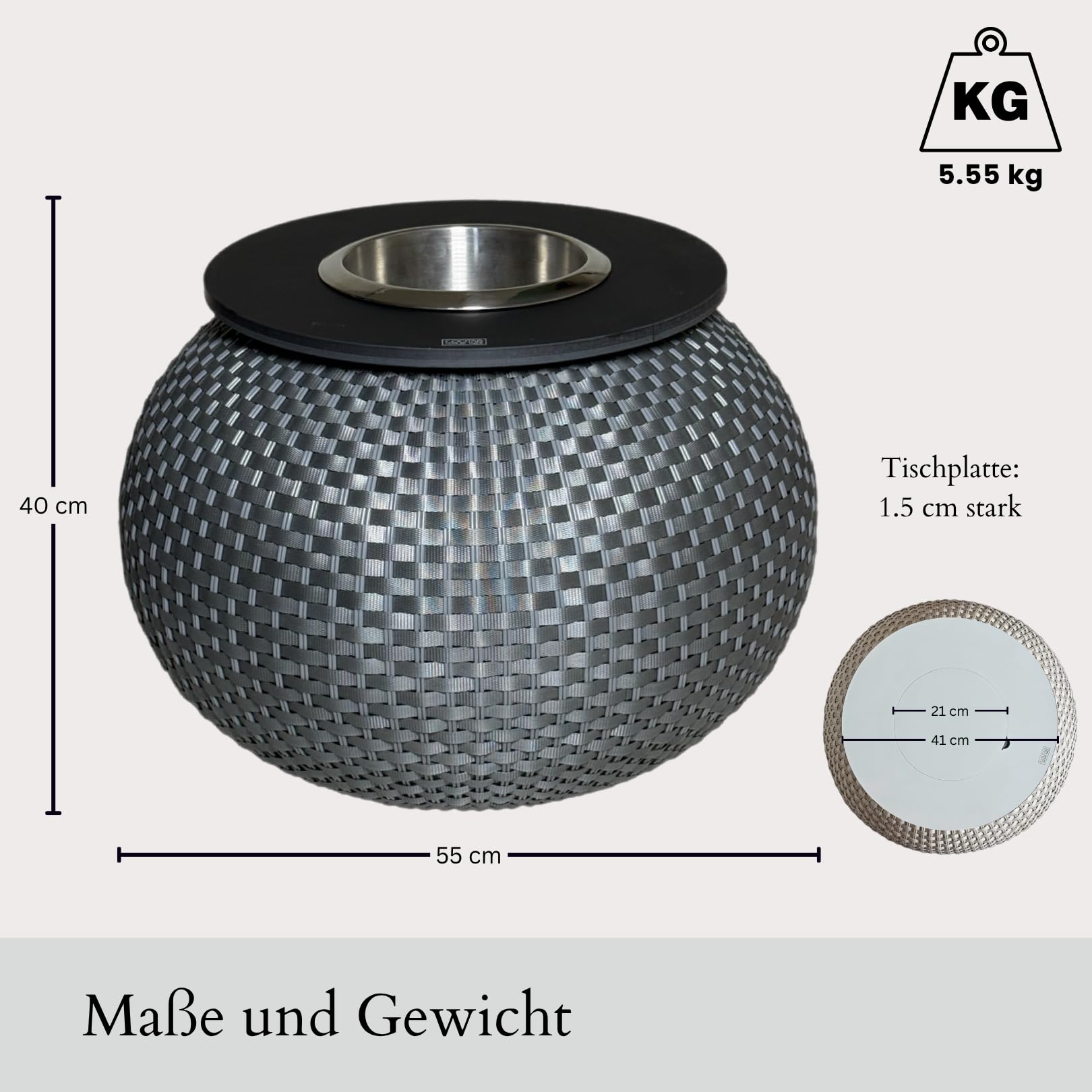 Beistelltisch Milano mit Kühlfunktion & integriertem Edelstahl-Getränkekühler | 3-in-1 Outdoor Loungetisch für Garten, Terrasse & Balkon | wetterfest & UV-beständig | Champagne