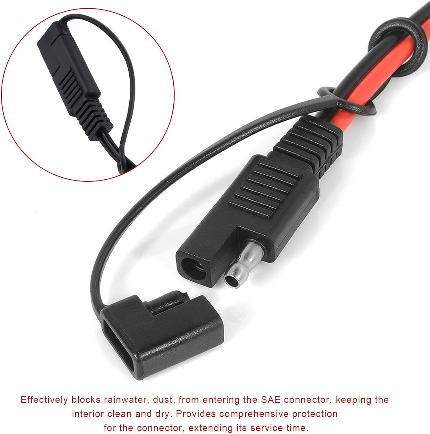 4 PCS 2 Pin Plug Replacement Weather Cap, Waterproof Automotive SAE Connector Protective Cover, Dust-Proof DC Power Solar SAE Connector Cable Protection Lid Top Covers