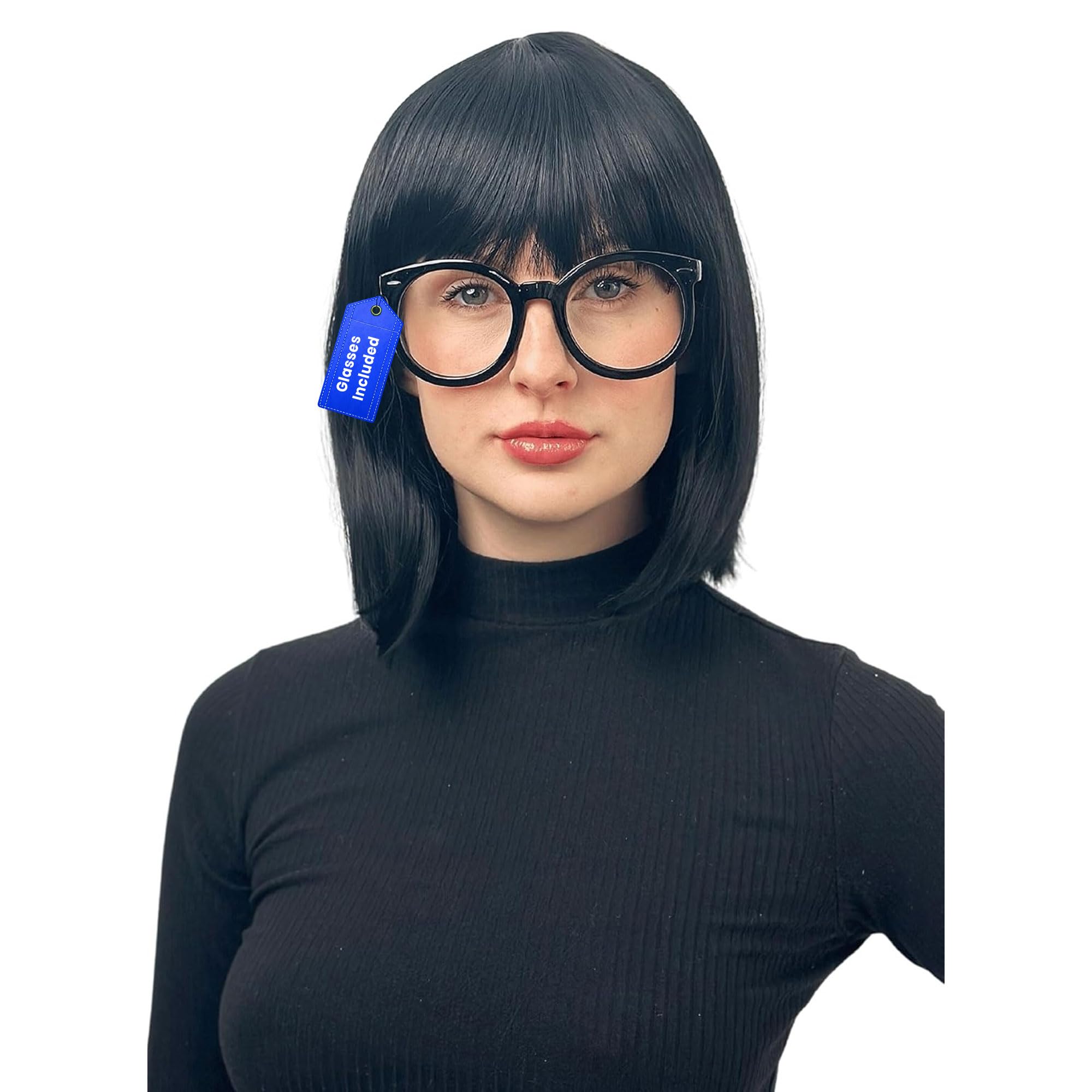 Amazon.com: ALLAURA Incredible Edna Mode Wig and Glasses - Black Flapper  Bob Wig with Bangs 20s Costume 1920s Flapper for Women