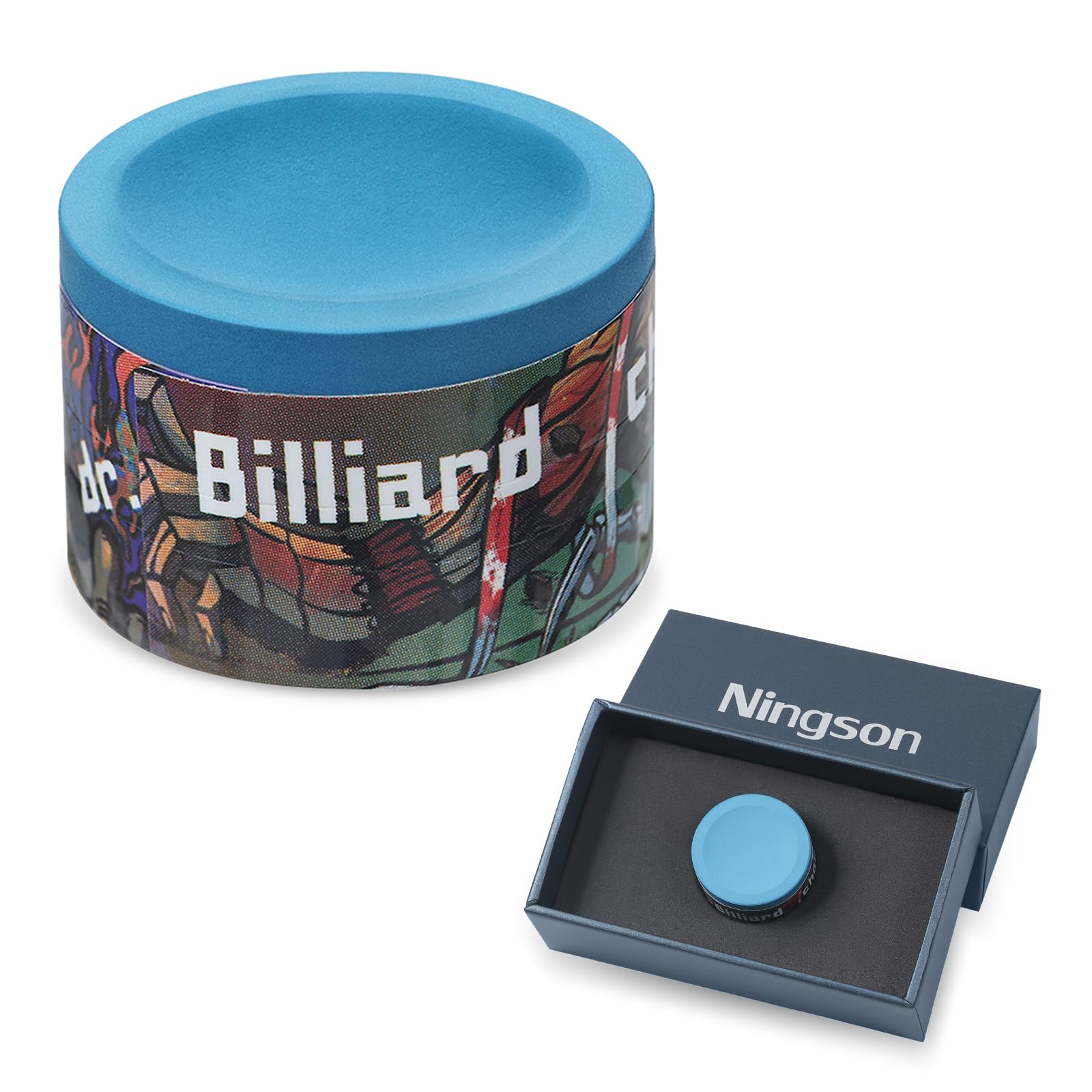 NINGSON Pool Cue Chalk 1 Pack, Premium Round Pool Stick Chalk Billiard Table Accessories for Professional Tournament, Clubs, Bars, Home (Outstanding Performance, Reduce Miscue, Durable)- Blue