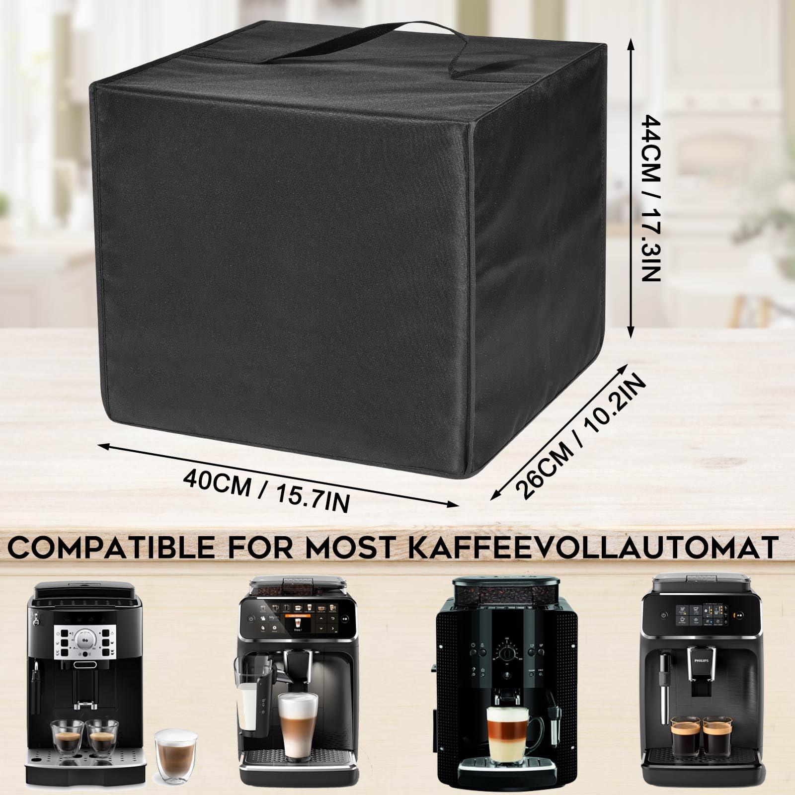 Copertura antipolvere universale impermeabile per macchina da caffè, compatibile con De'Longhi Magnifica S/Evo, Philips Serie 2200/3300/5400, Melitta Solo e altri, Nero, 40 x 26 x 44 cm