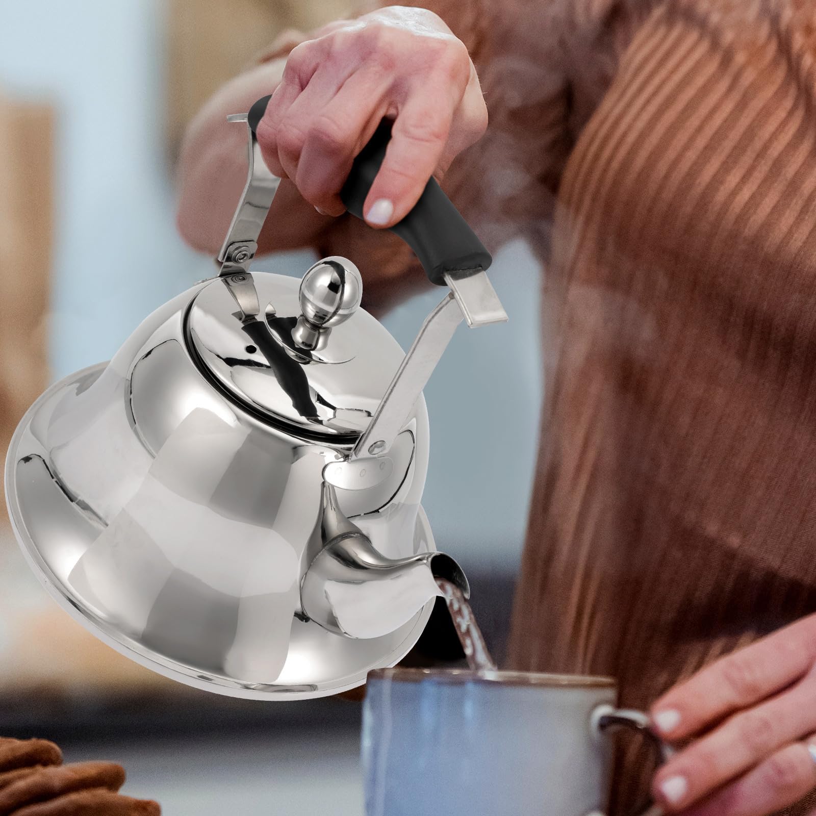 Hervidor de Agua Silbante de Acero Inoxidable para Cocina, Seguro