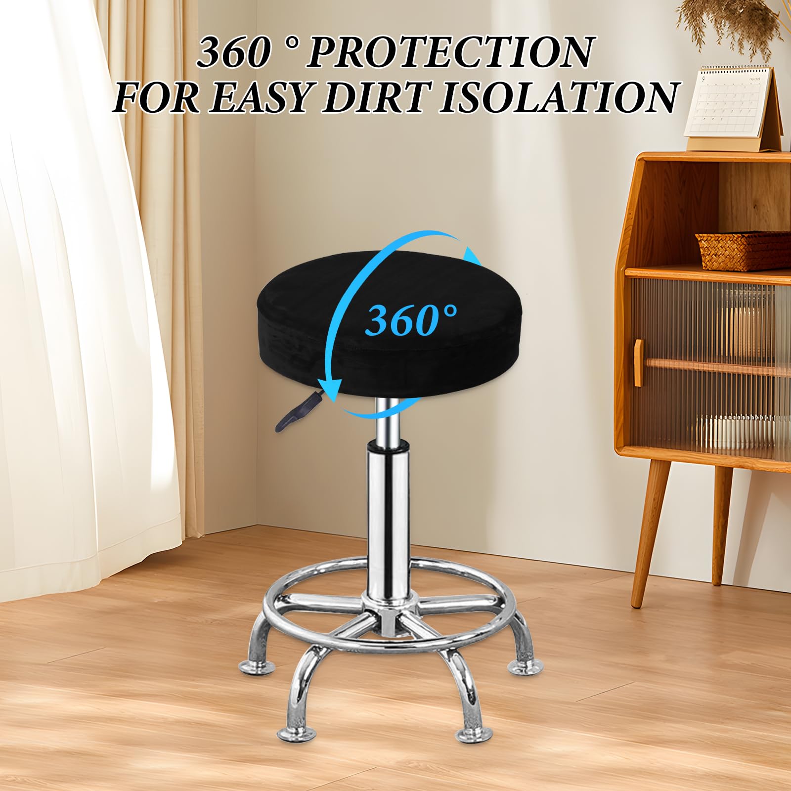 Housse Tabouret Rond 30-40cm, 2 Pièces,Housses De Tabouret Rond Noir, Housse Tabouret De Bar, Extensible, Lavable, Douce Et Durable,pour Maison, Bar, Restaurant (Beige)