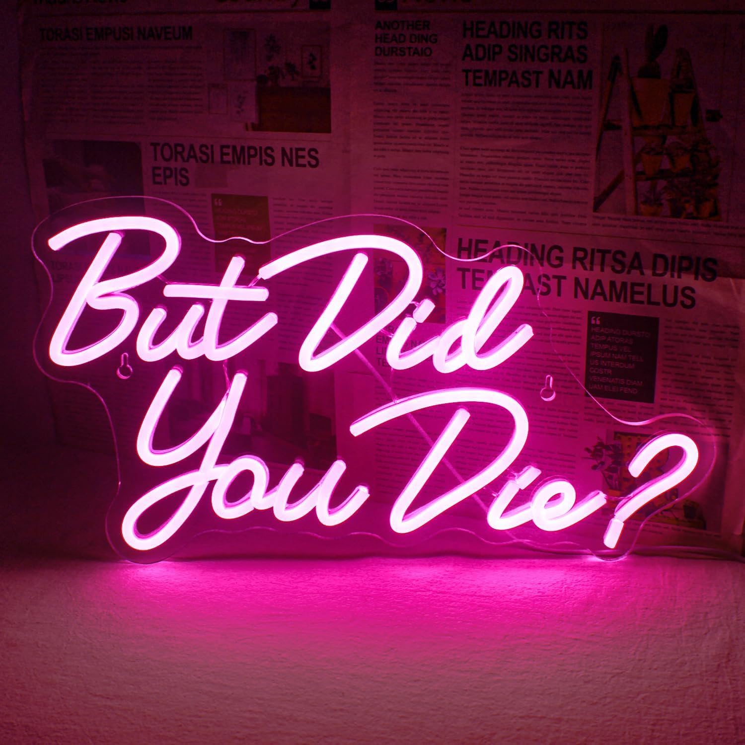 But Did You Die LED Neon Signs for Wall Decor Neon Wall Art Acrylic LED Lights with Hanging Chain Light Up Signs for Bedroom Decor Man Cave Bar Pub Wedding Party 5V USB Operated Dimmable — image 1