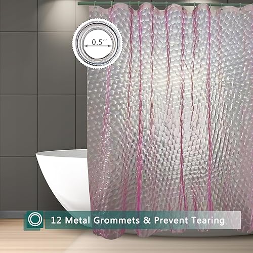 Miniatura 2 de Cortina de ducha, 100% impermeable, EVA, 3D, con 3 imanes inferiores resistentes y 12 ojales a prueba de óxido, forro de ducha con peso de 72 x 72