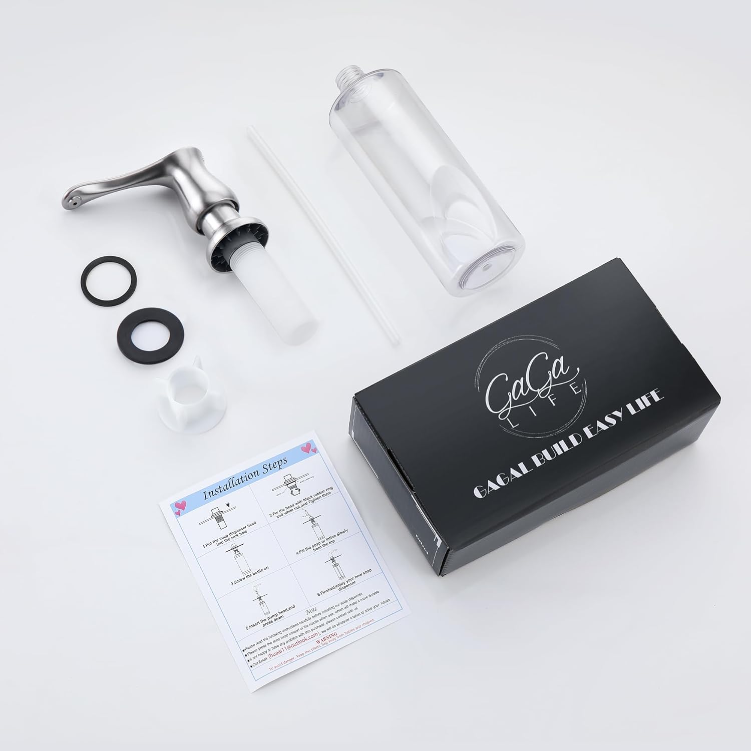 GAGALIFE Kitchen Sink Soap Dispenser - Brushed Nickel Built in Soap Dispenser with 17 OZ Bottle, Lotion Dispenser for Kitchen Sink, Refill from The Top - Image 9